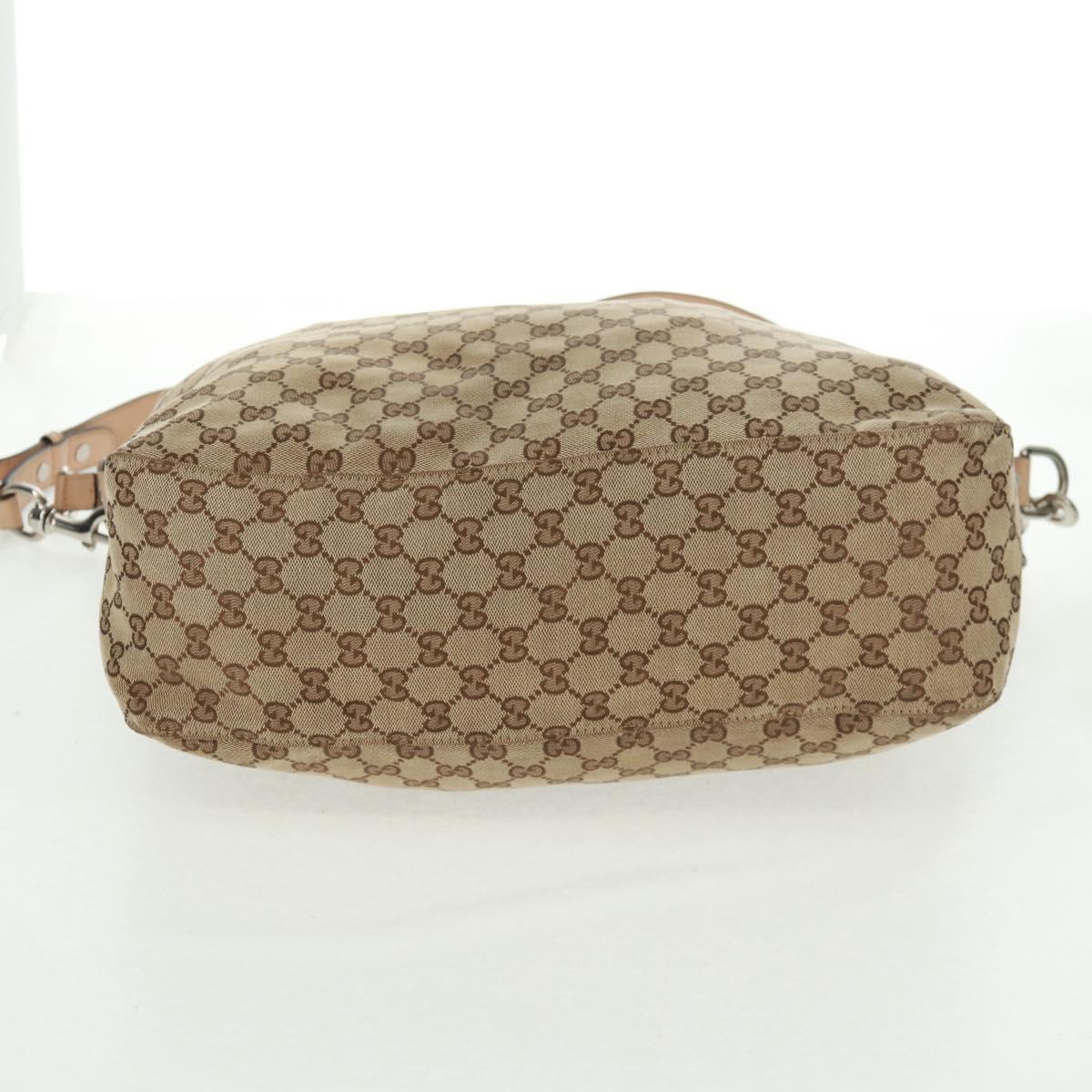GUCCI GG Canvas Tote Bag 2way Beige Silver 232949 Auth ep12524