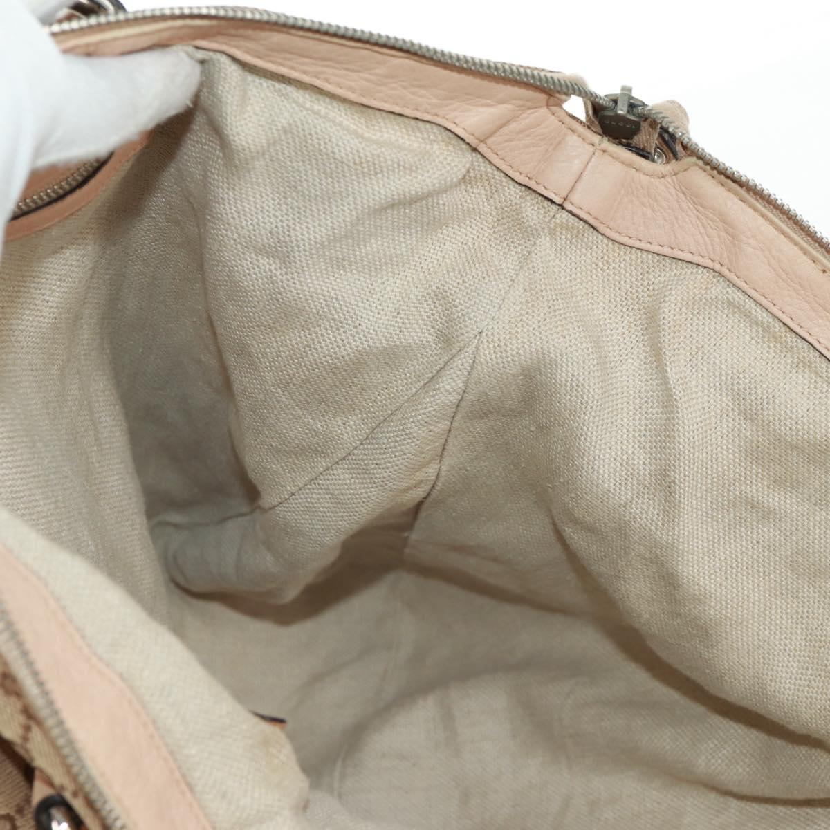 GUCCI GG Canvas Tote Bag 2way Beige Silver 232949 Auth ep12524