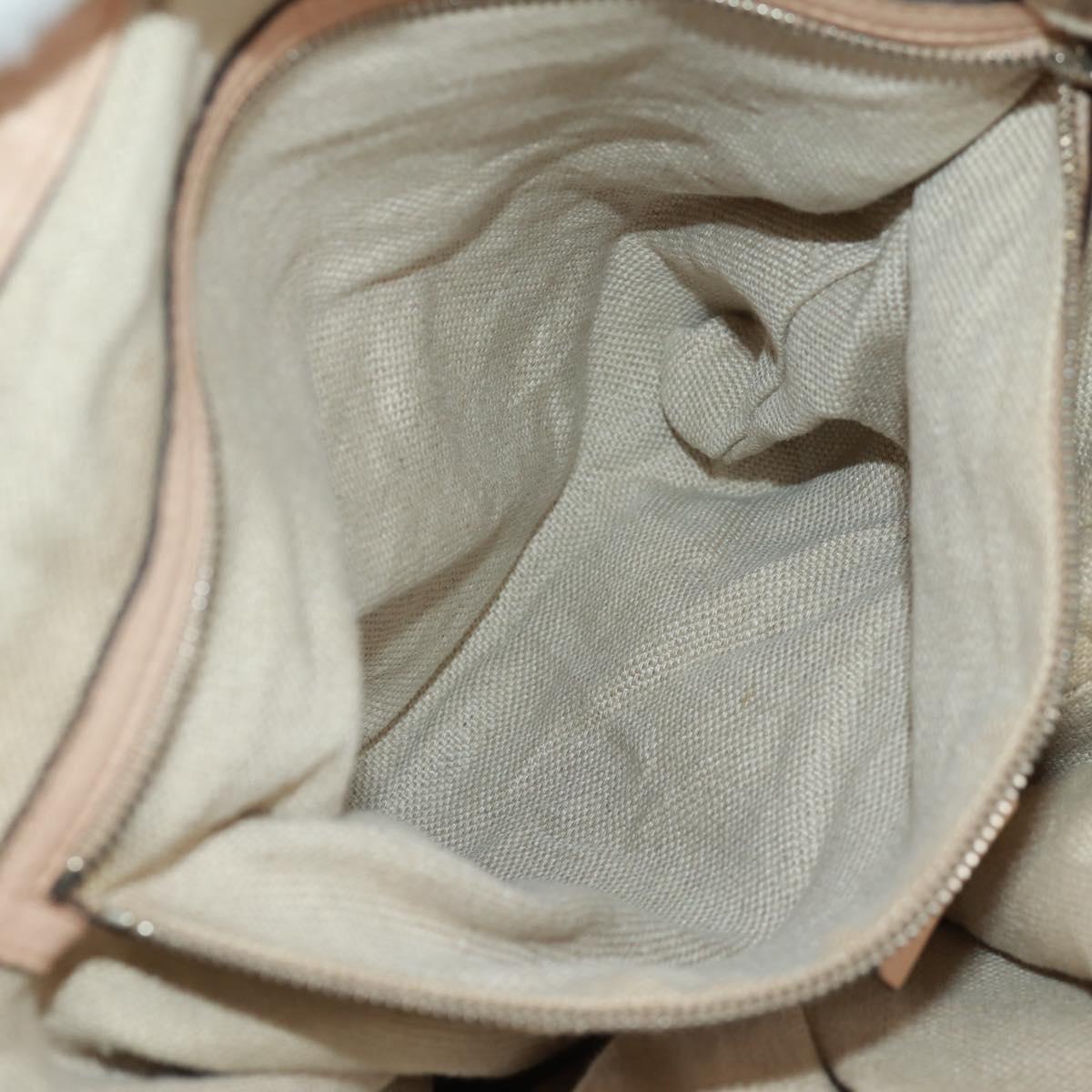 GUCCI GG Canvas Tote Bag 2way Beige Silver 232949 Auth ep12524