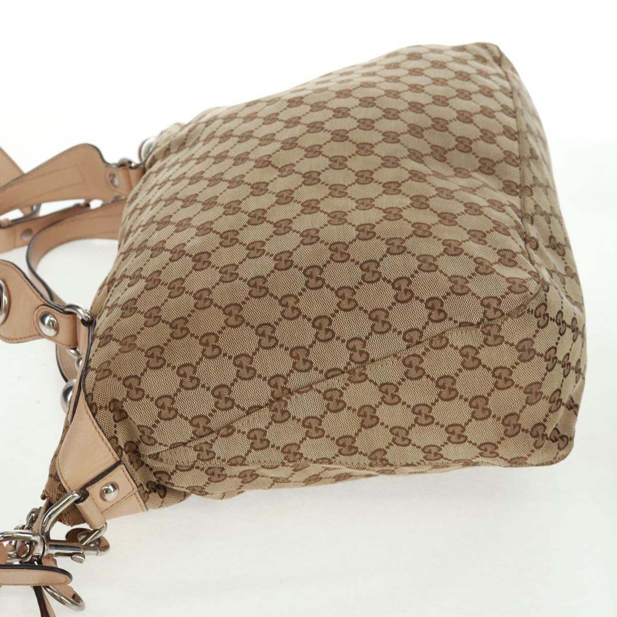 GUCCI GG Canvas Tote Bag 2way Beige Silver 232949 Auth ep12524
