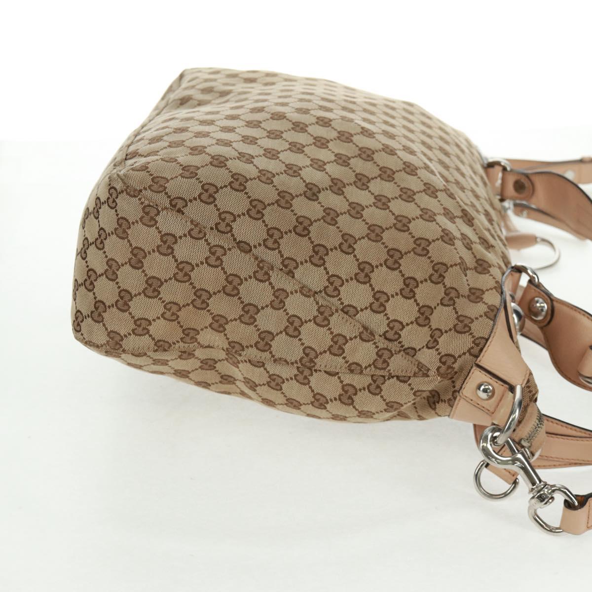 GUCCI GG Canvas Tote Bag 2way Beige Silver 232949 Auth ep12524