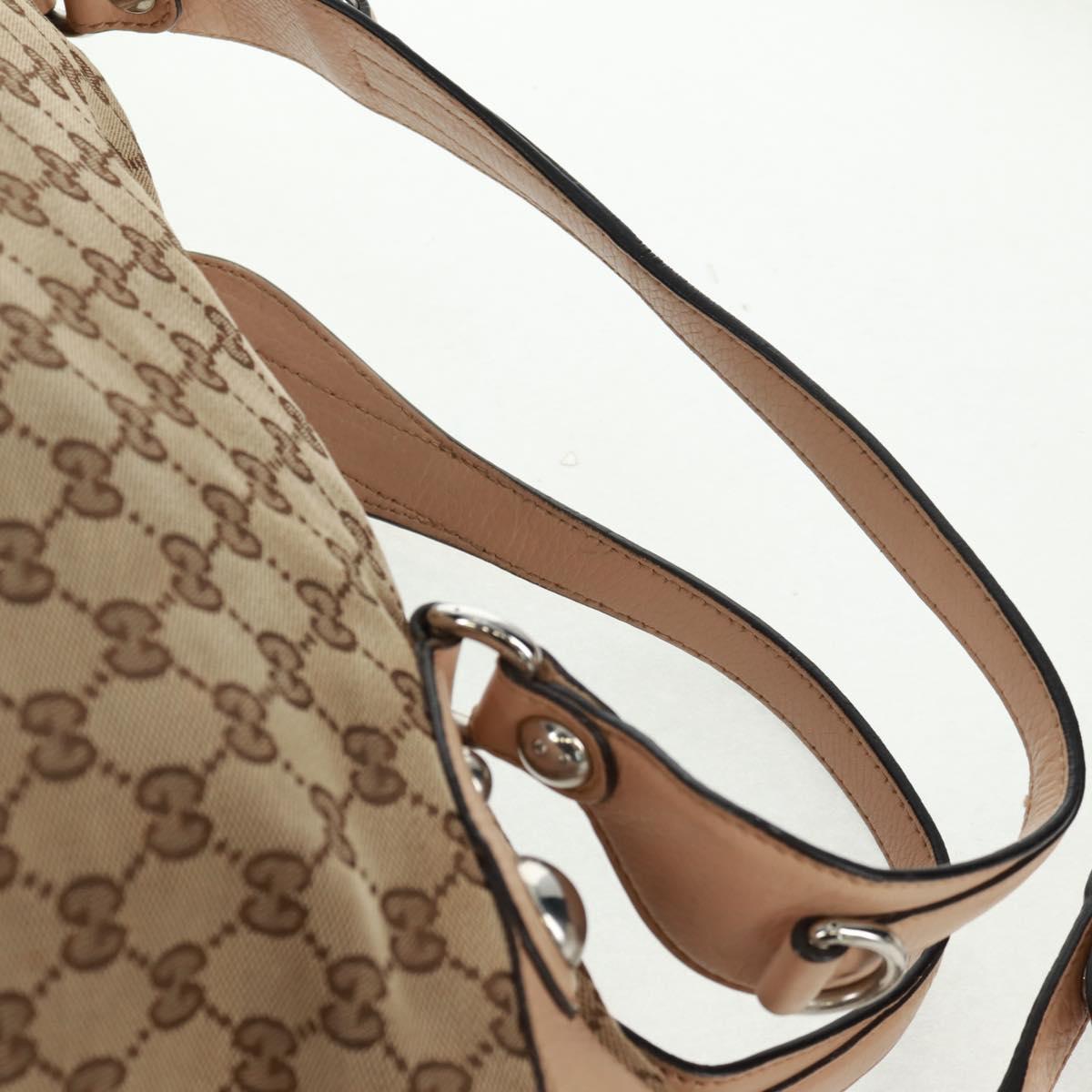 GUCCI GG Canvas Tote Bag 2way Beige Silver 232949 Auth ep12524