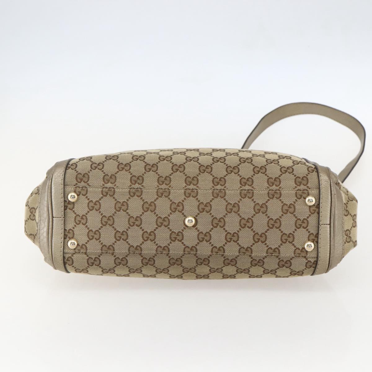 GUCCI Bamboo Wrasse GG Canvas Tote Bag 2way Beige Gold 282300 Auth ep12525