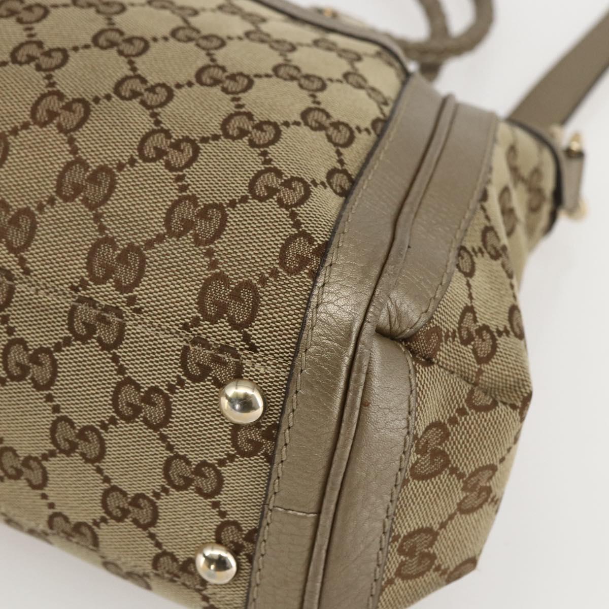 GUCCI Bamboo Wrasse GG Canvas Tote Bag 2way Beige Gold 282300 Auth ep12525