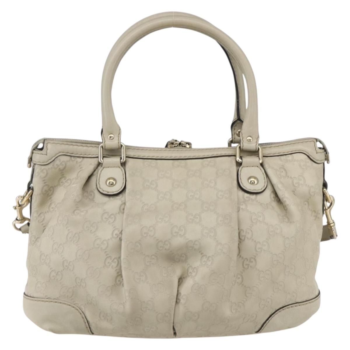GUCCI GG Canvas Guccissima Sukey Bag Leather 2way Ivory Gold 247902 Auth ep12526