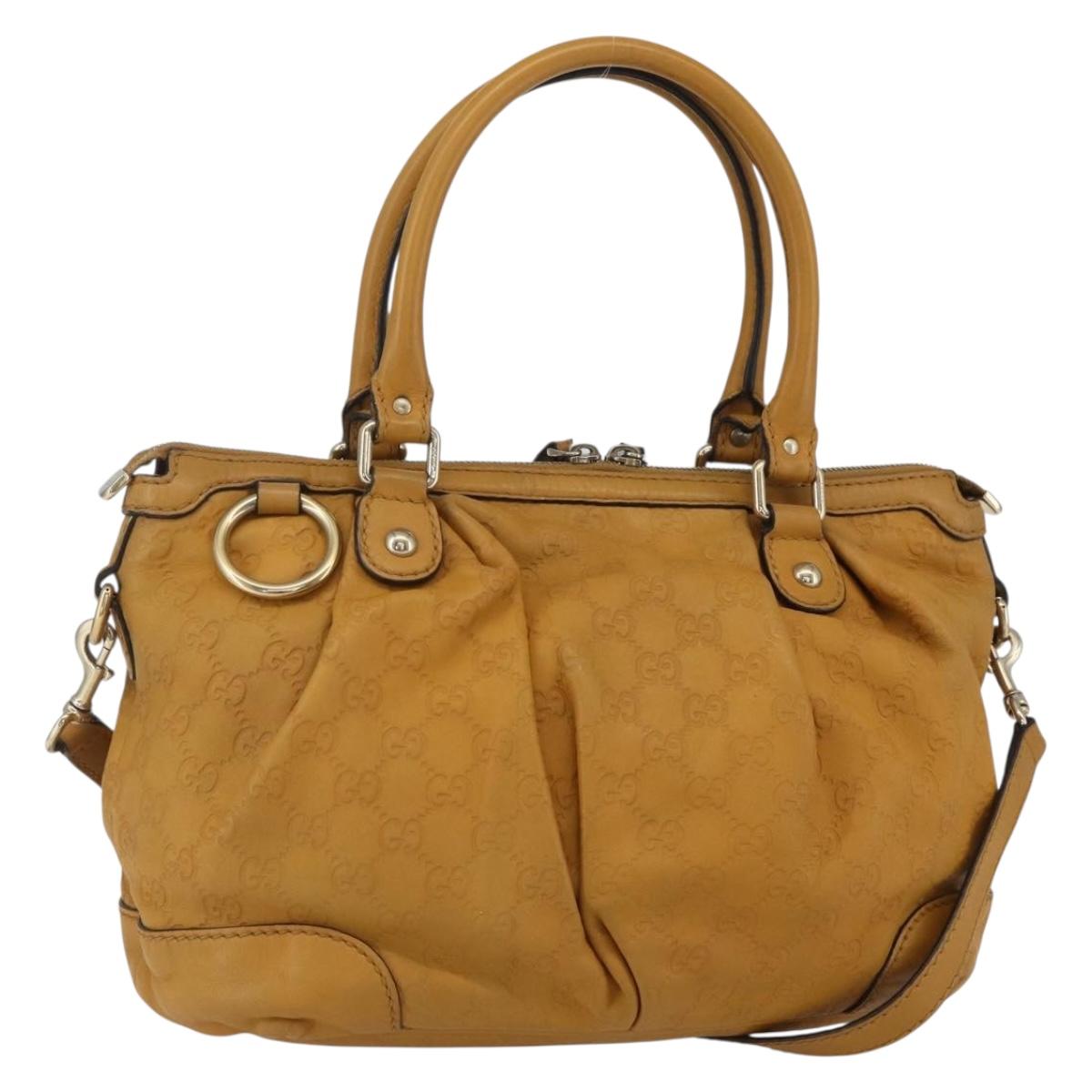 GUCCI GG Canvas Guccissima Sukey Bag Leather 2way Yellow 247902 Auth ep12527