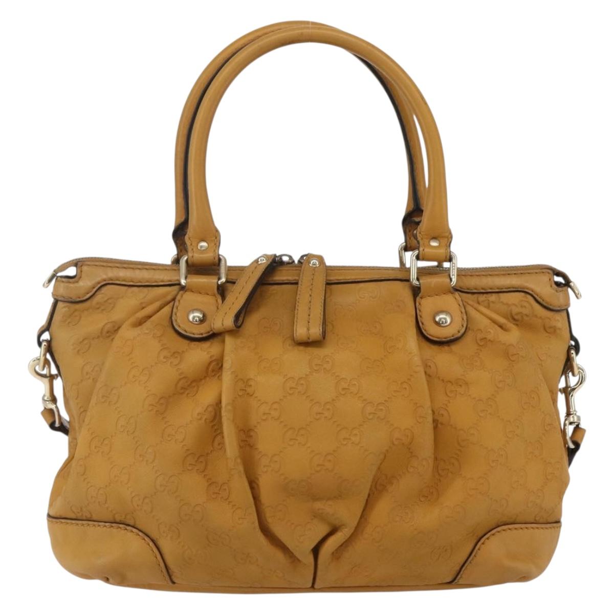GUCCI GG Canvas Guccissima Sukey Bag Leather 2way Yellow 247902 Auth ep12527