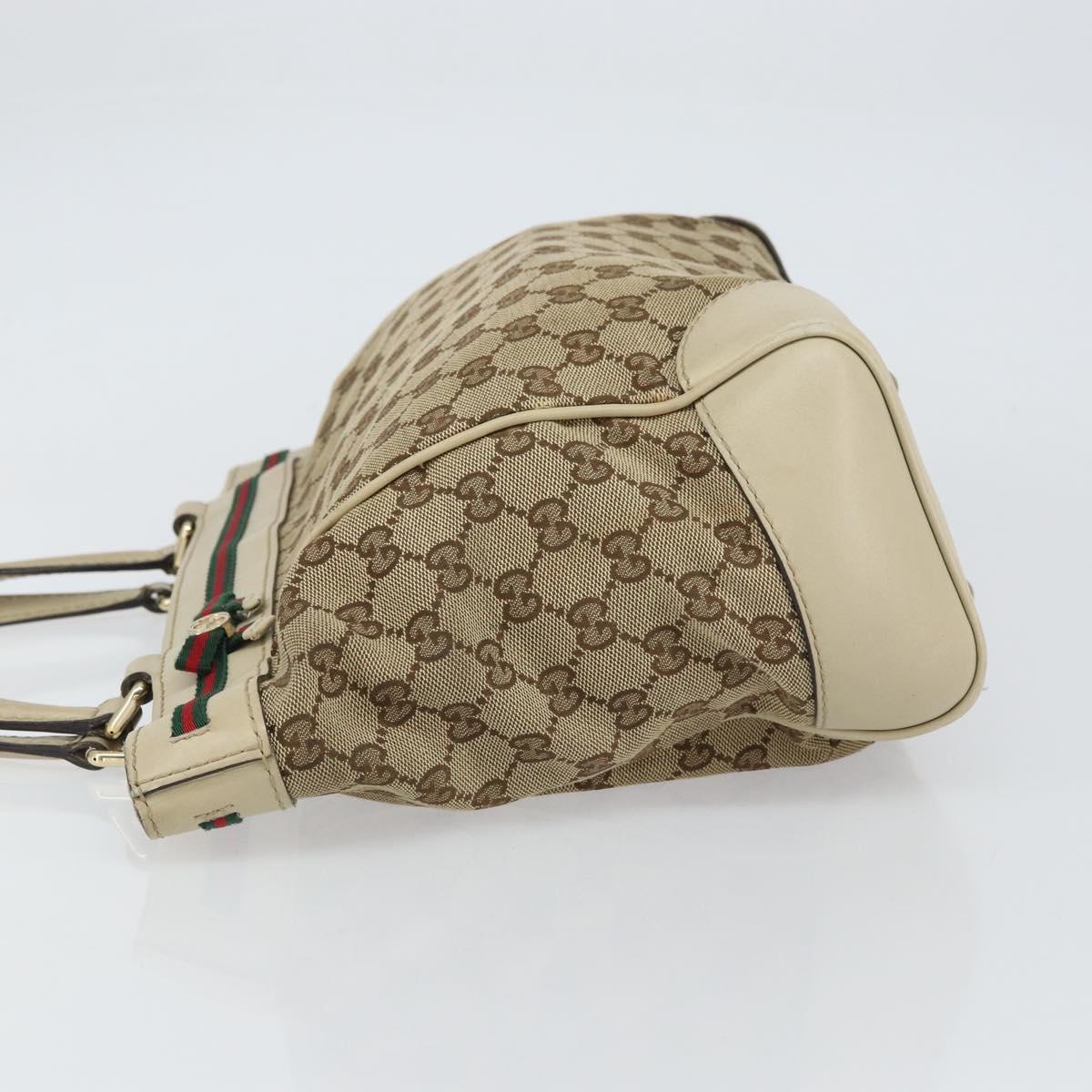 GUCCI GG Canvas Web Sherry Line Mayfair Tote Bag Beige Red 257061 Auth ep12533