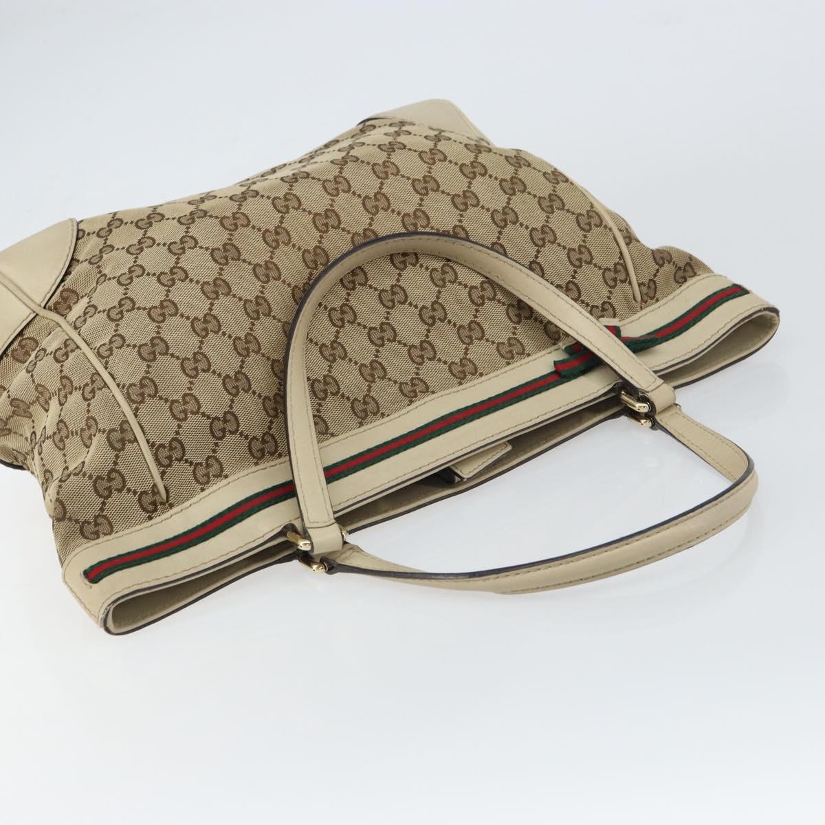 GUCCI GG Canvas Web Sherry Line Mayfair Tote Bag Beige Red 257061 Auth ep12533