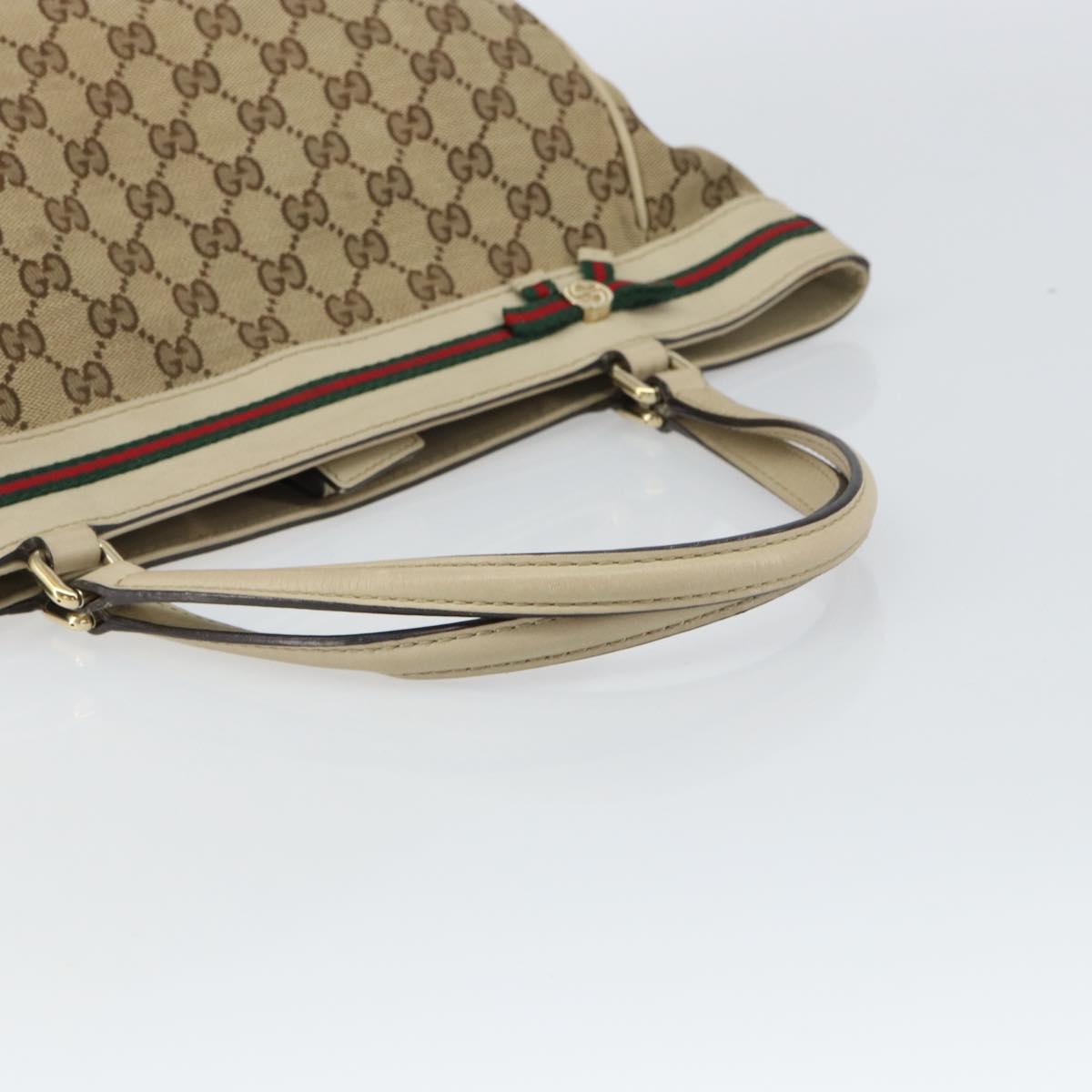 GUCCI GG Canvas Web Sherry Line Mayfair Tote Bag Beige Red 257061 Auth ep12533