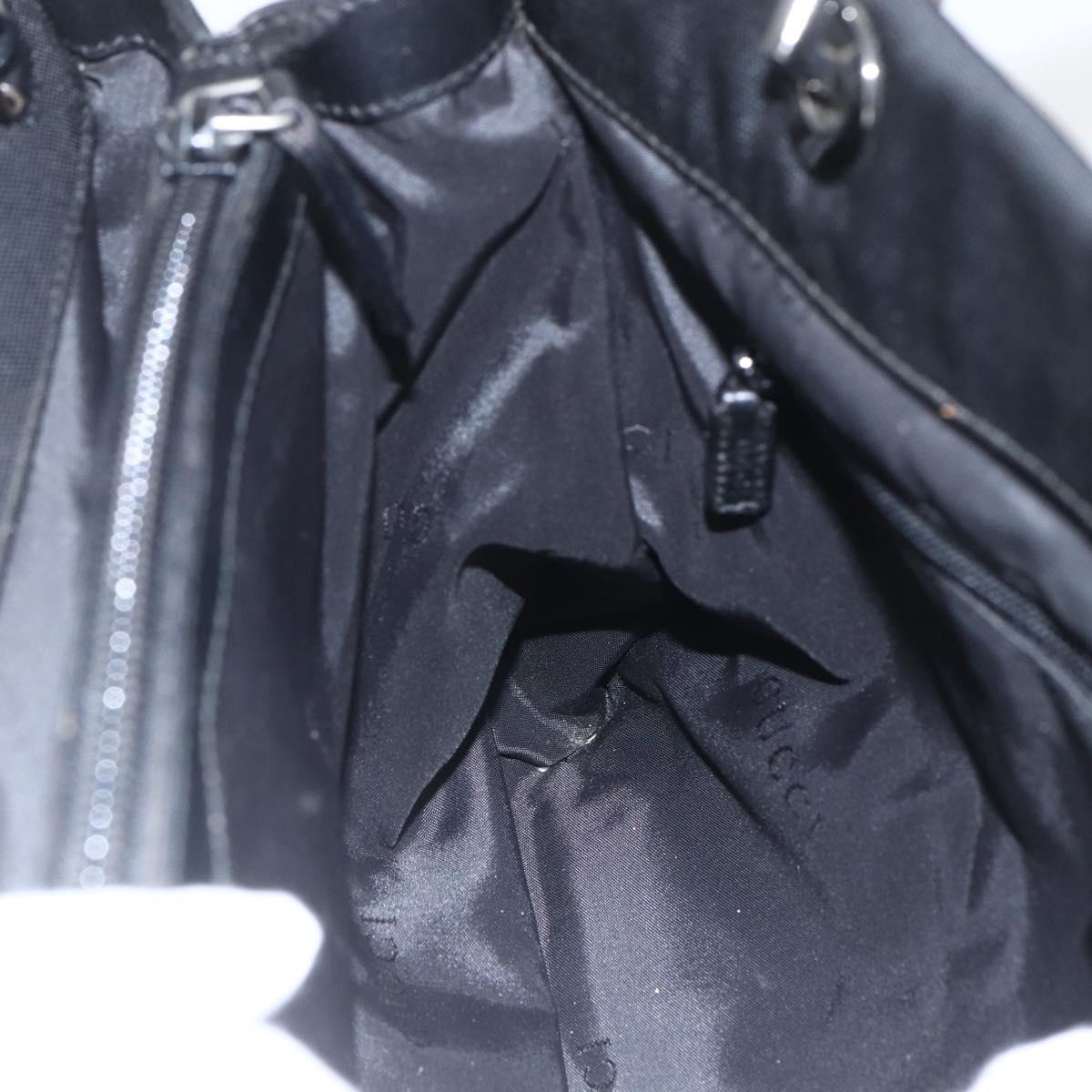 GUCCI Bamboo Hand Bag Nylon 2way Black Silver 002 1016 Auth ep12535