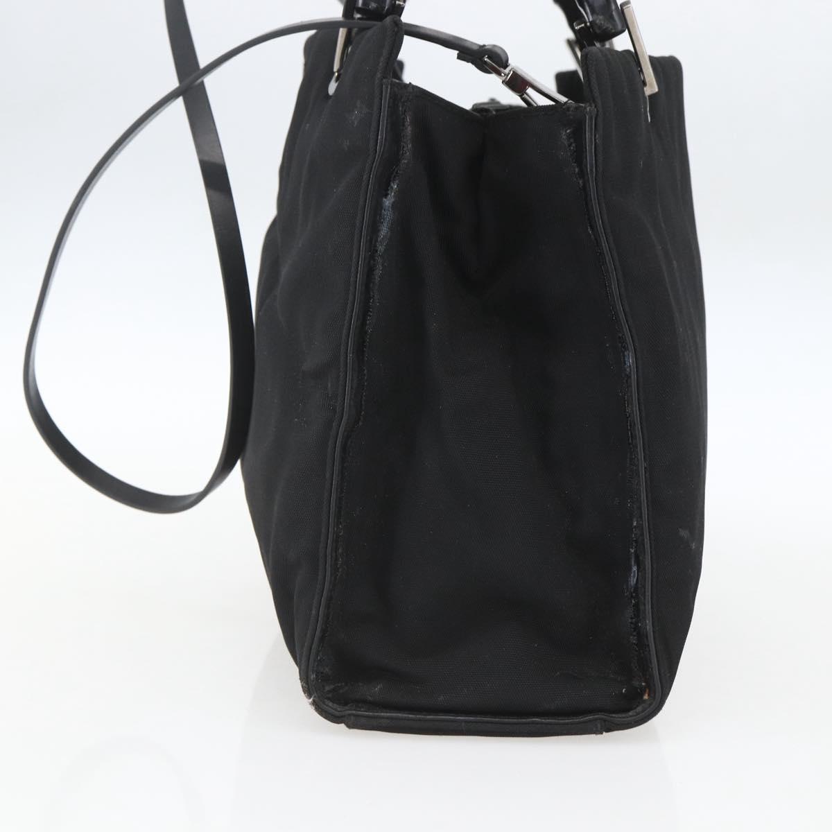 GUCCI Bamboo Hand Bag Nylon 2way Black Silver 002 1016 Auth ep12535