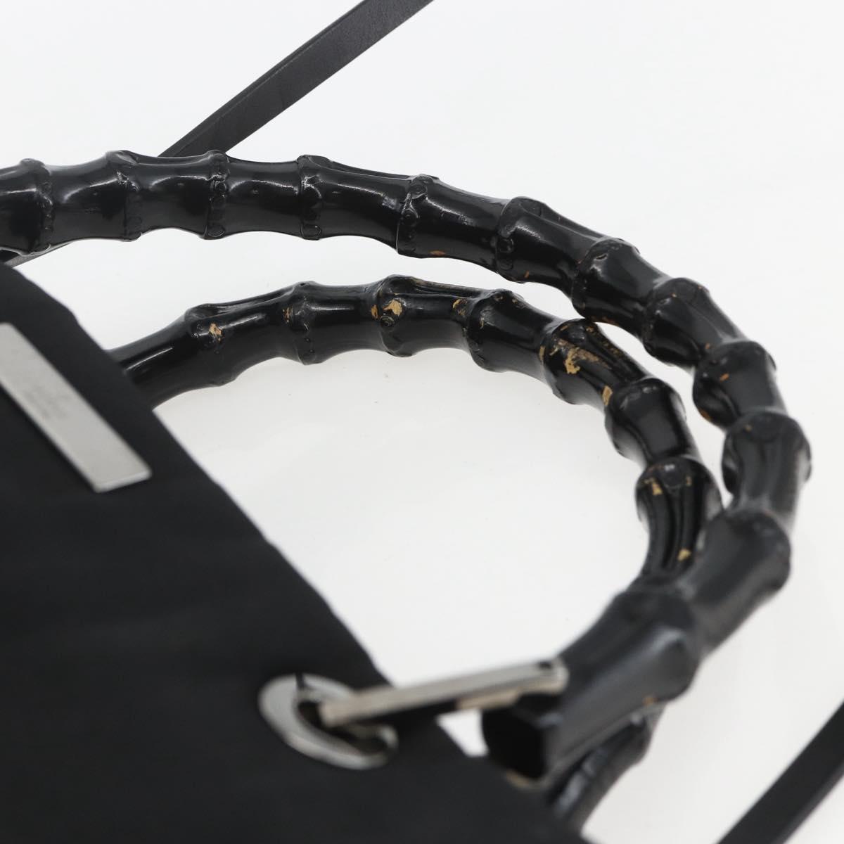 GUCCI Bamboo Hand Bag Nylon 2way Black Silver 002 1016 Auth ep12535