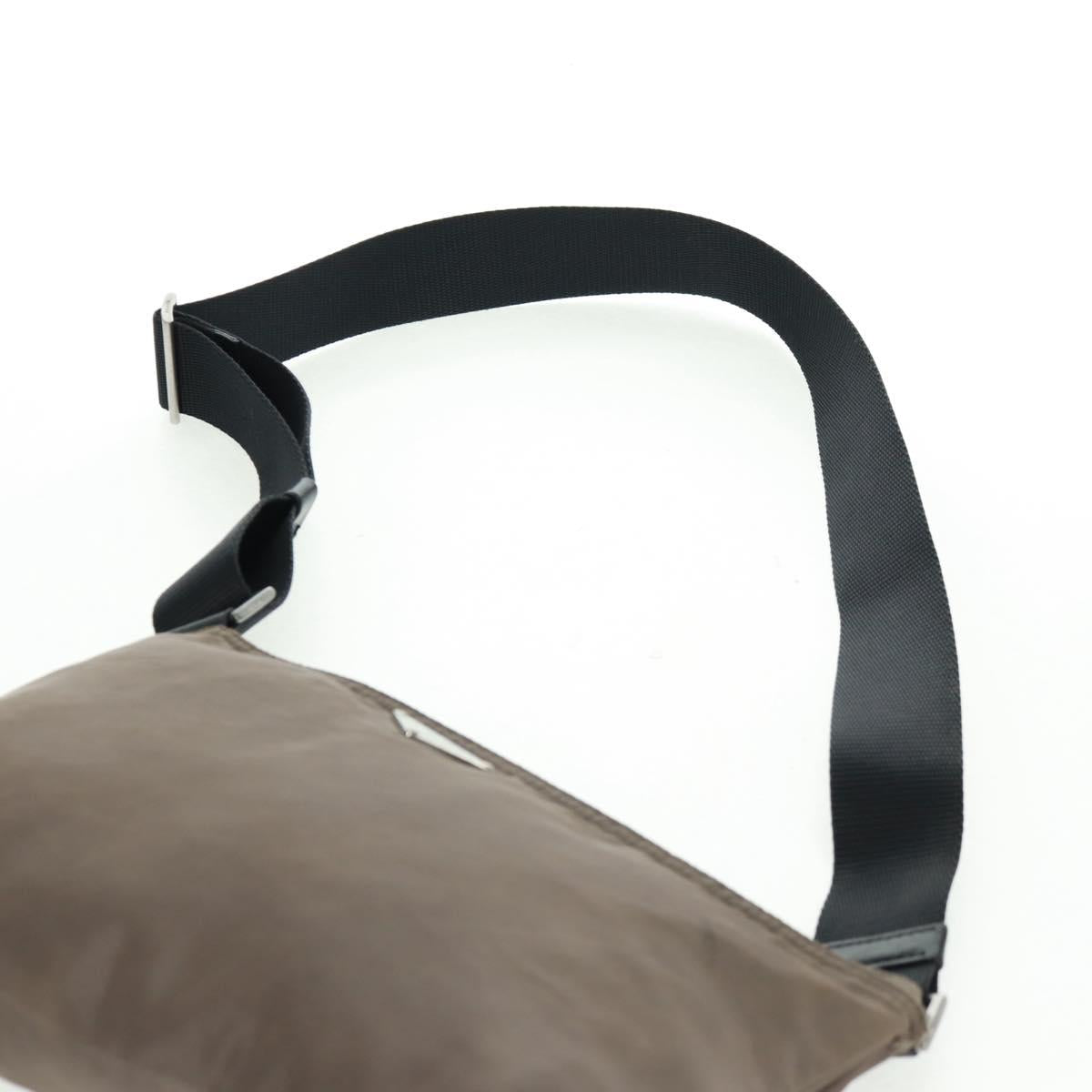 PRADA Shoulder Bag Nylon Beige Silver Auth ep12552