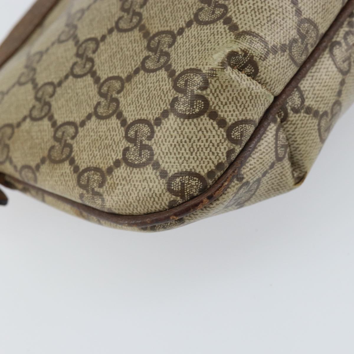GUCCI GG Supreme Pouch PVC Beige Auth ep12553