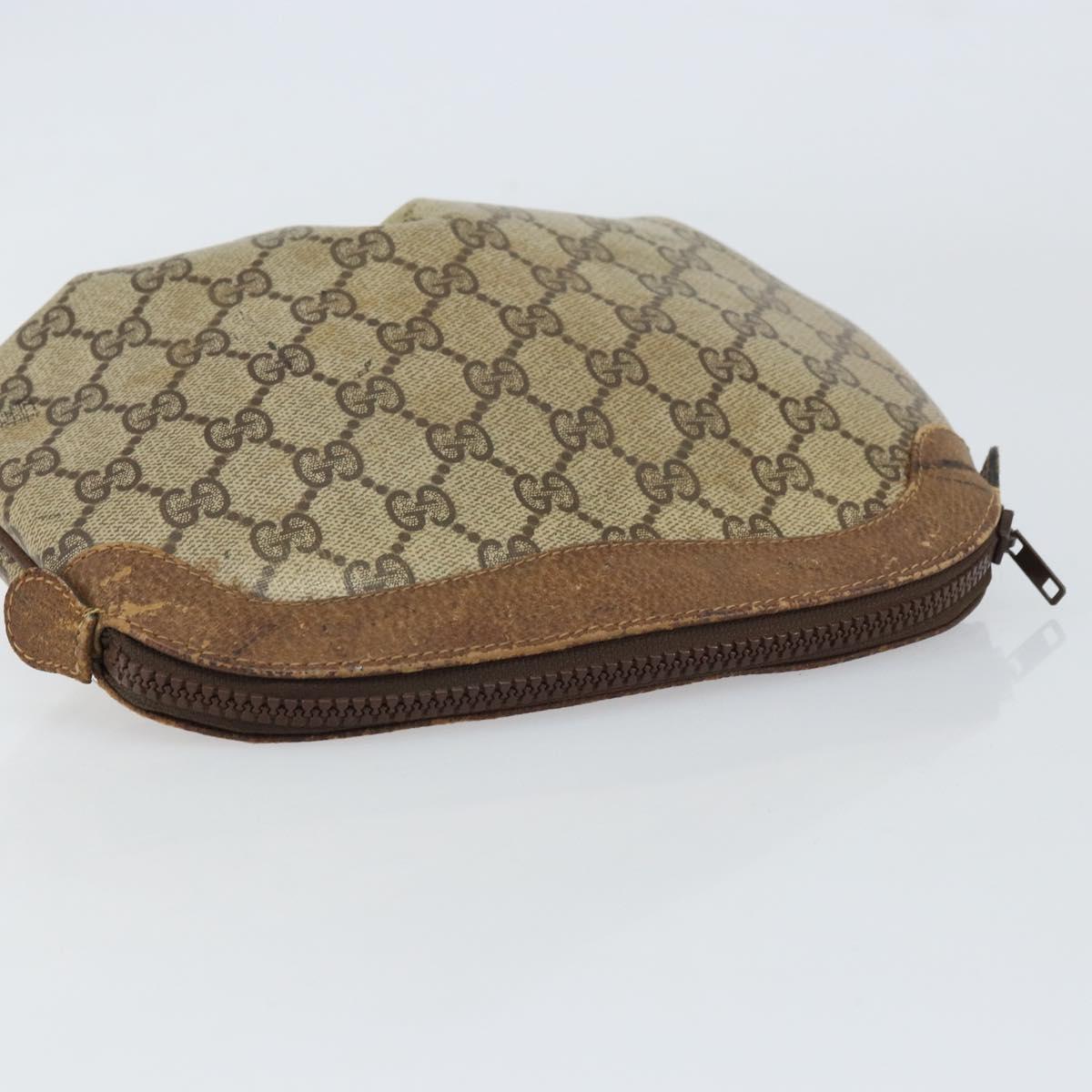 GUCCI GG Supreme Pouch PVC Beige Auth ep12553