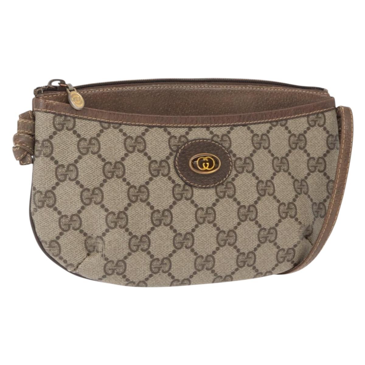 GUCCI GG Supreme Shoulder Bag PVC Beige Gold 904 02 020 Auth ep12554