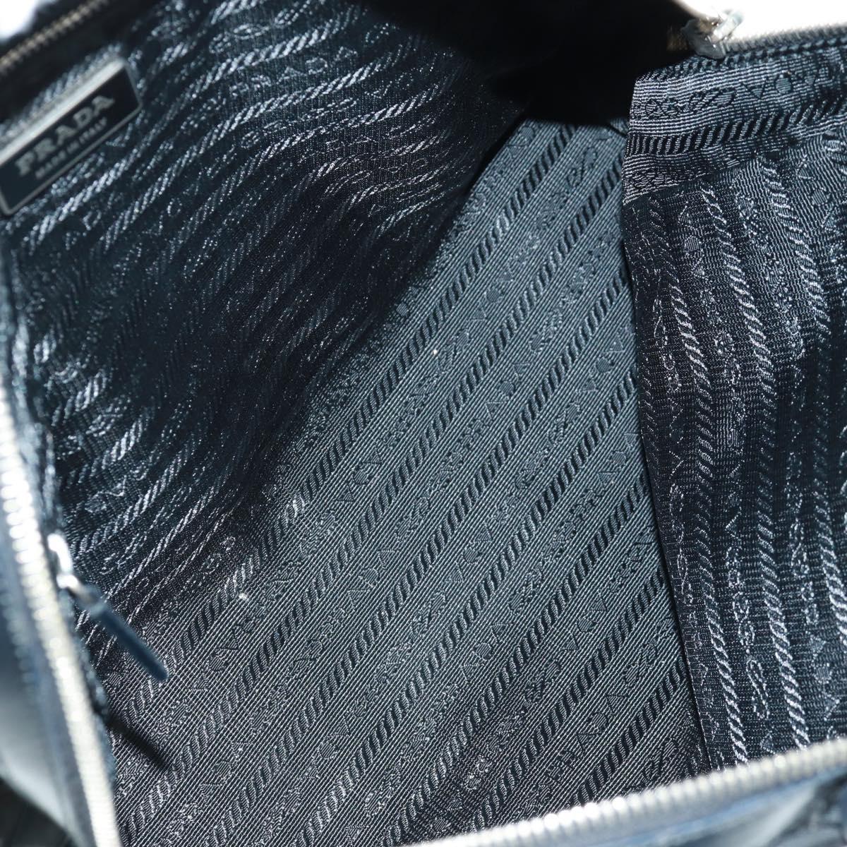 PRADA Hand Bag Nylon Leather Black Silver Auth ep12566