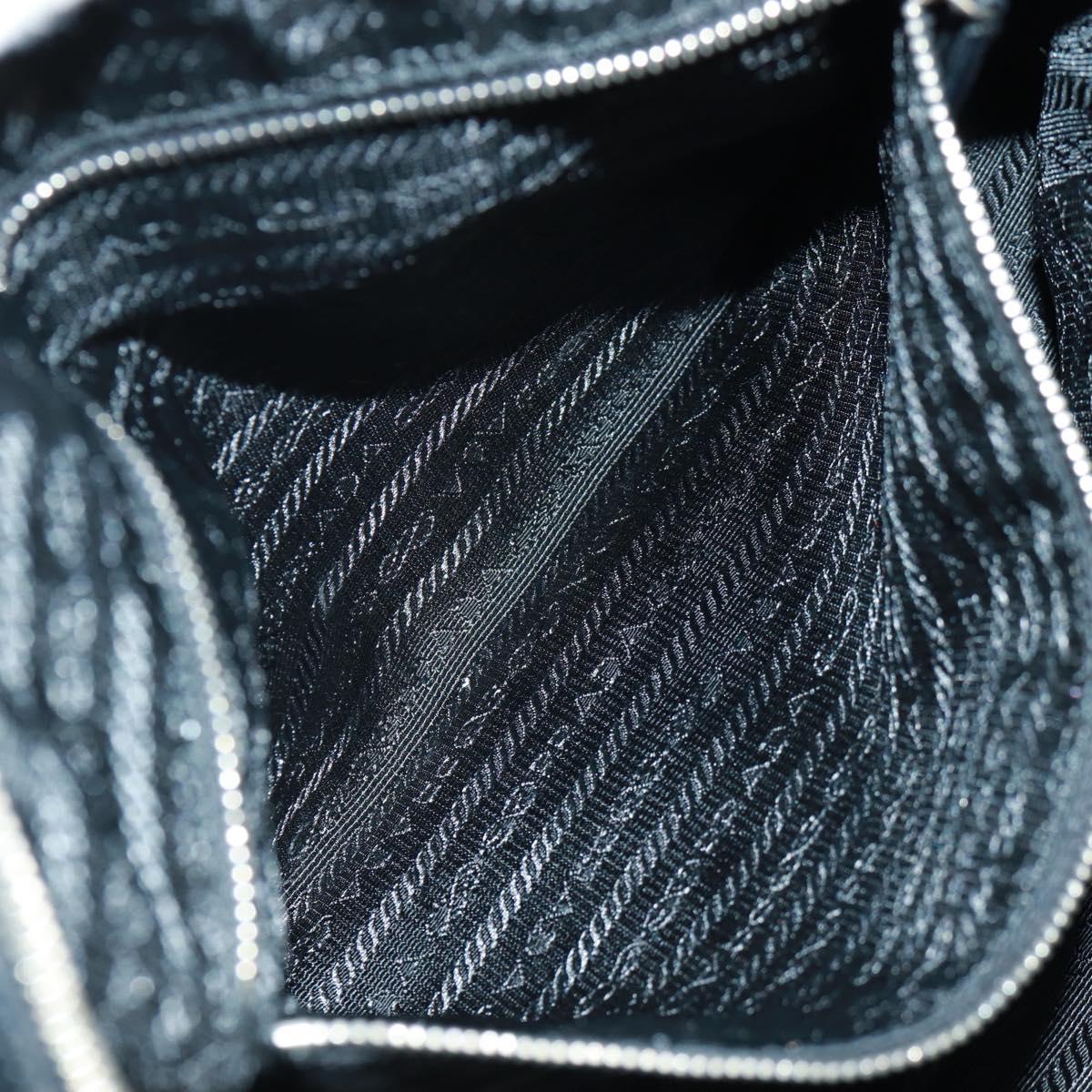 PRADA Hand Bag Nylon Leather Black Silver Auth ep12566