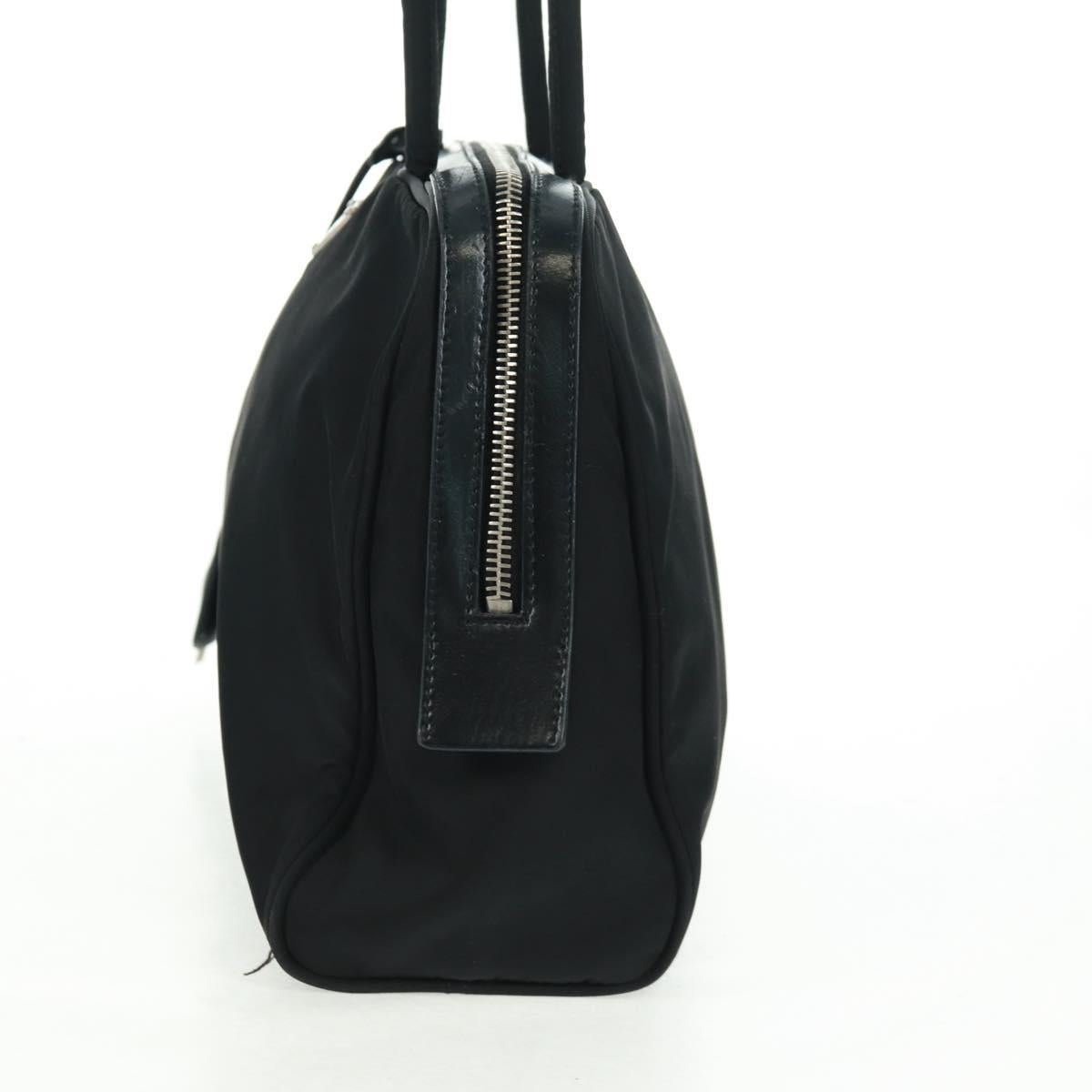 PRADA Hand Bag Nylon Leather Black Silver Auth ep12566
