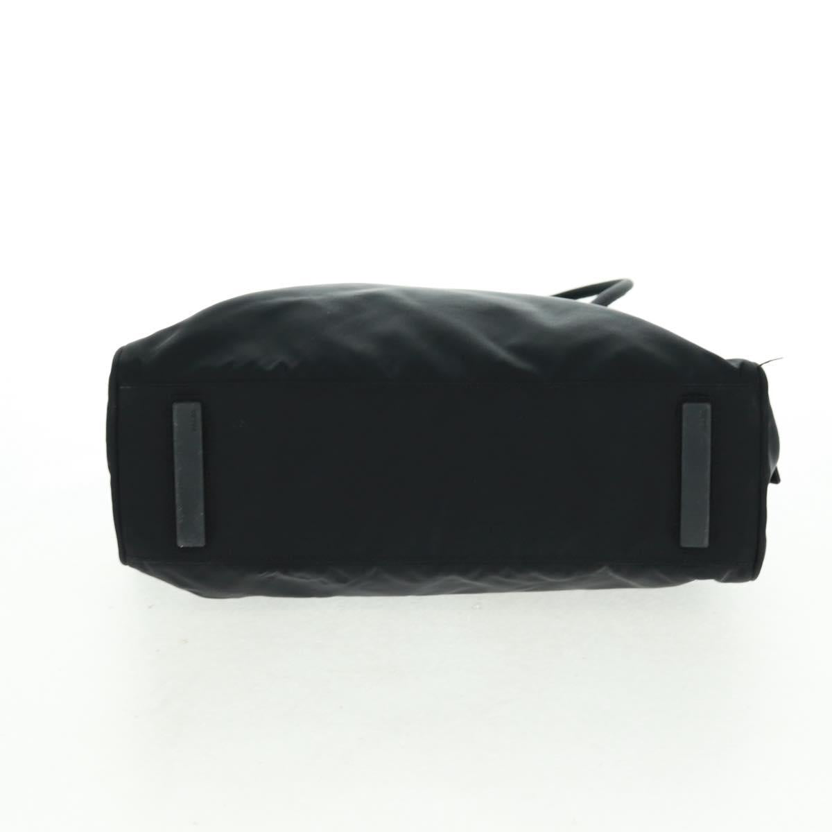 PRADA Hand Bag Nylon Leather Black Silver Auth ep12566