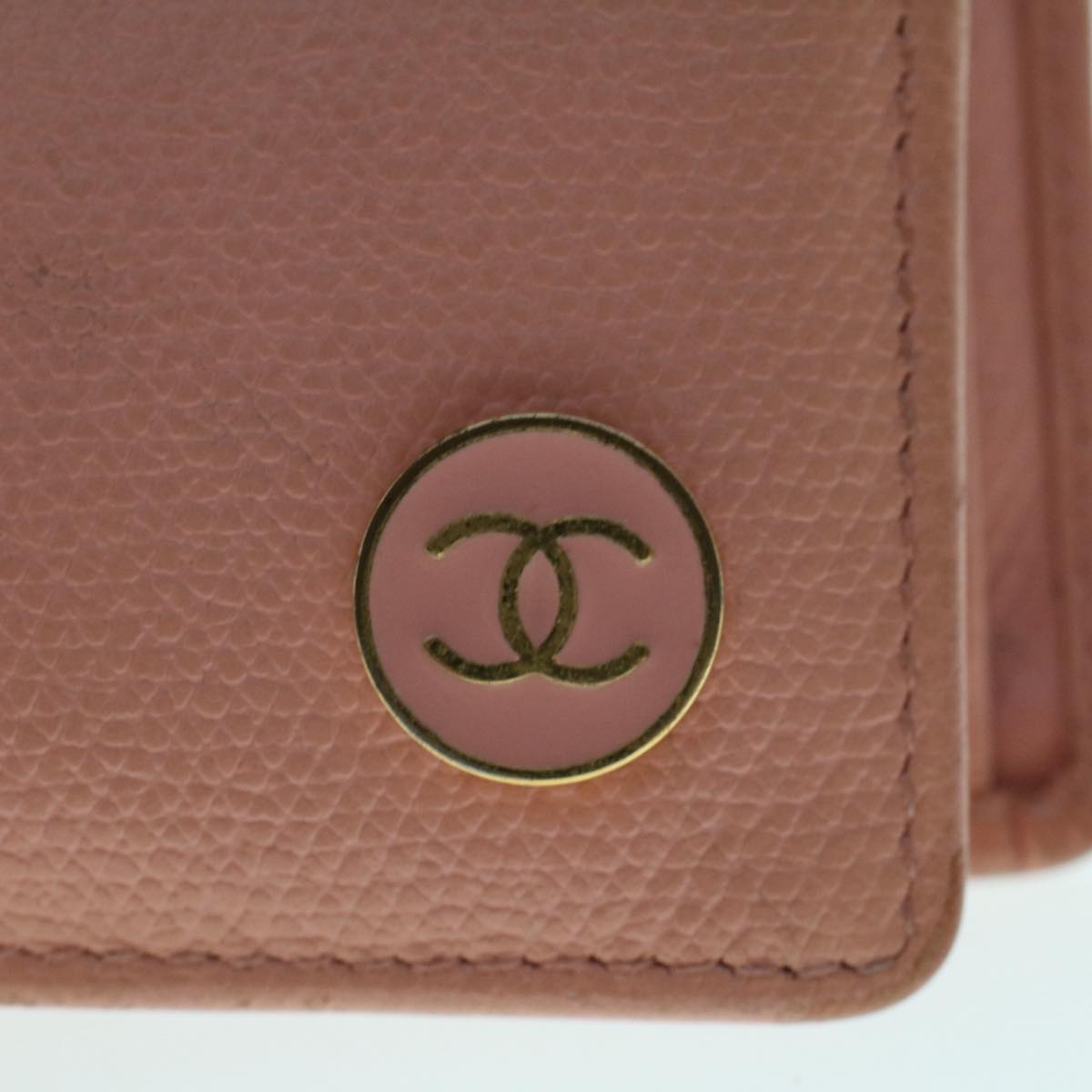 CHANEL Bifold Wallet Leather Pink CC Auth ep1257