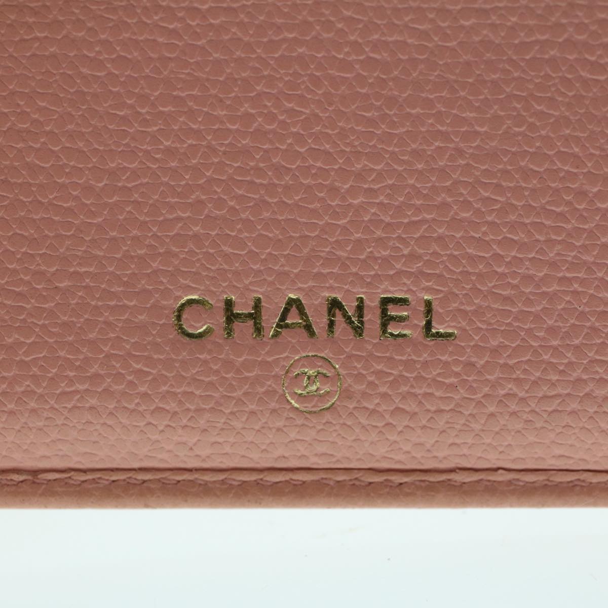 CHANEL Bifold Wallet Leather Pink CC Auth ep1257