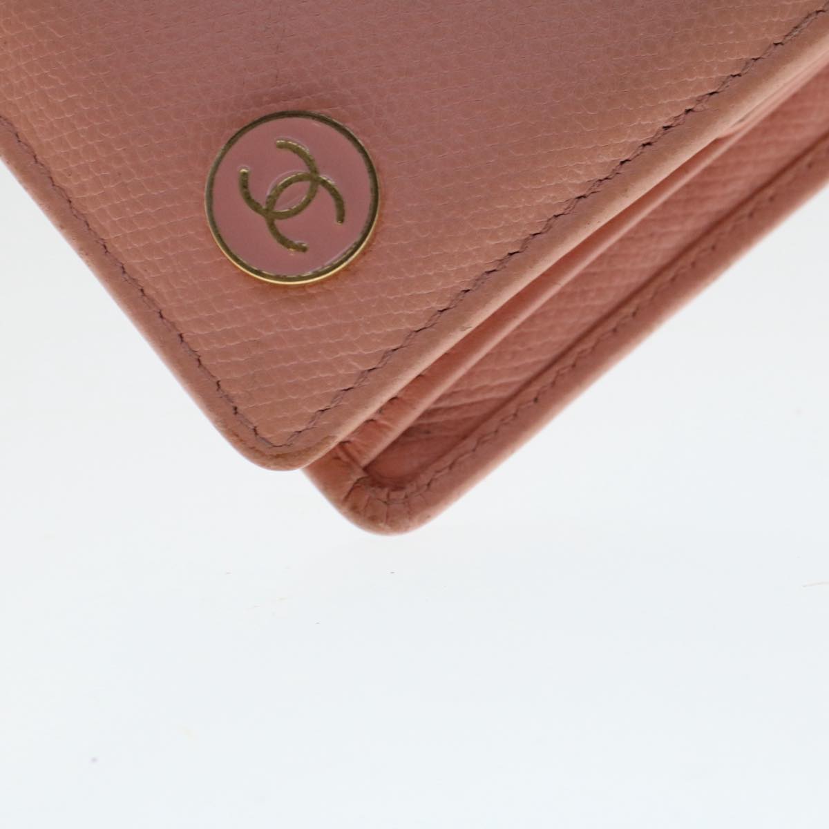 CHANEL Bifold Wallet Leather Pink CC Auth ep1257