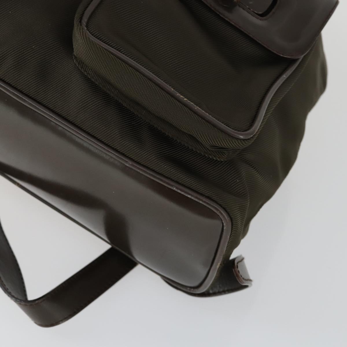 GUCCI Bamboo Backpack Nylon Dark Brown Silver 003 2058 0016 5 Auth ep12574