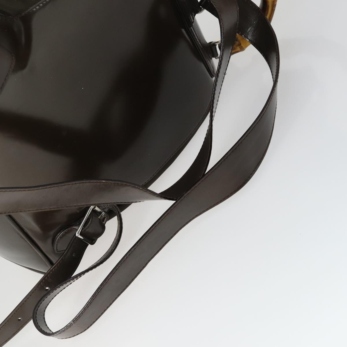 GUCCI Bamboo Backpack Nylon Dark Brown Silver 003 2058 0016 5 Auth ep12574