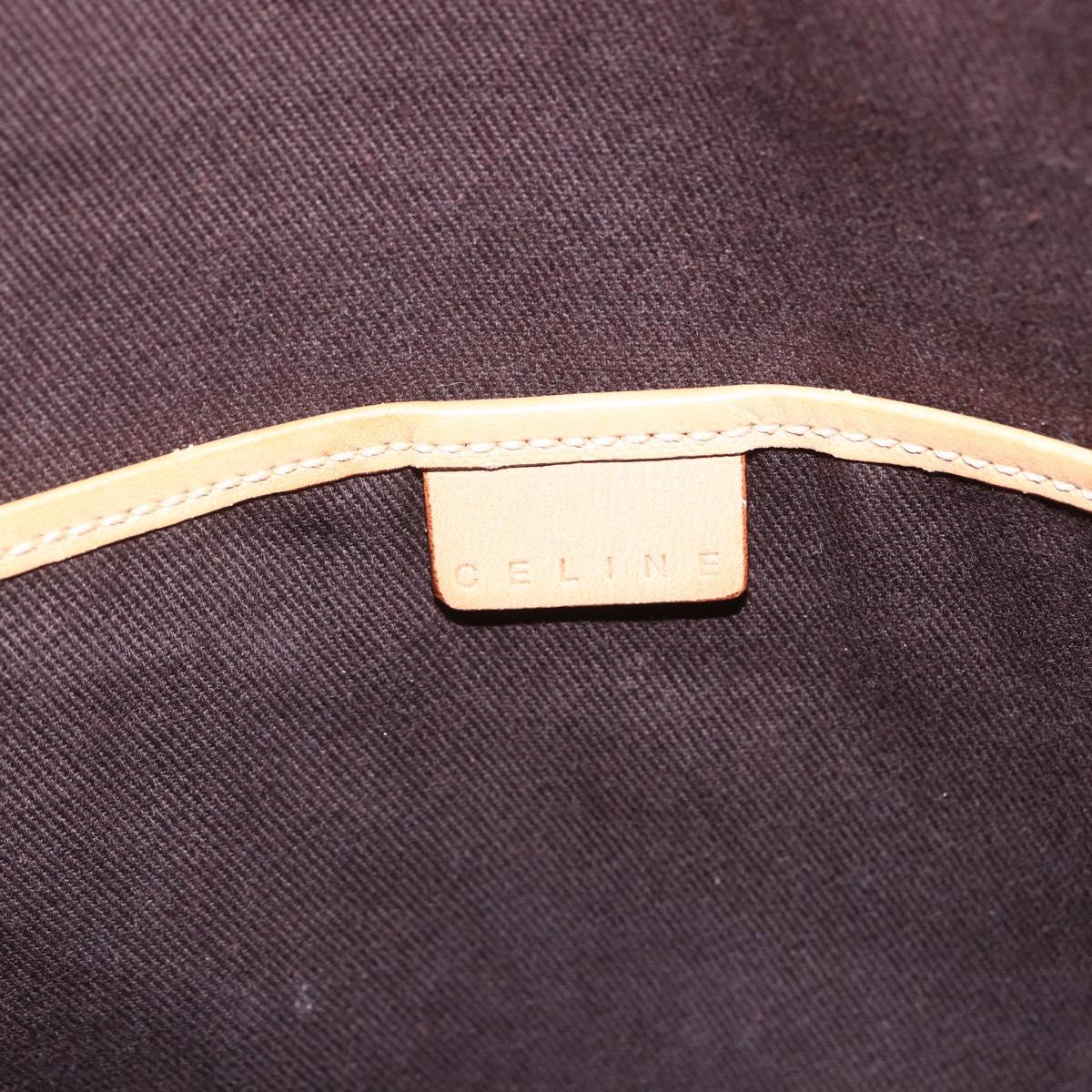 CELINE Macadam Canvas Tote Bag PVC Leather Brown Gold Auth ep12590