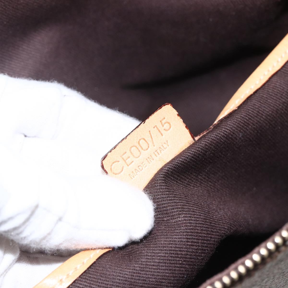 CELINE Macadam Canvas Tote Bag PVC Leather Brown Gold Auth ep12590