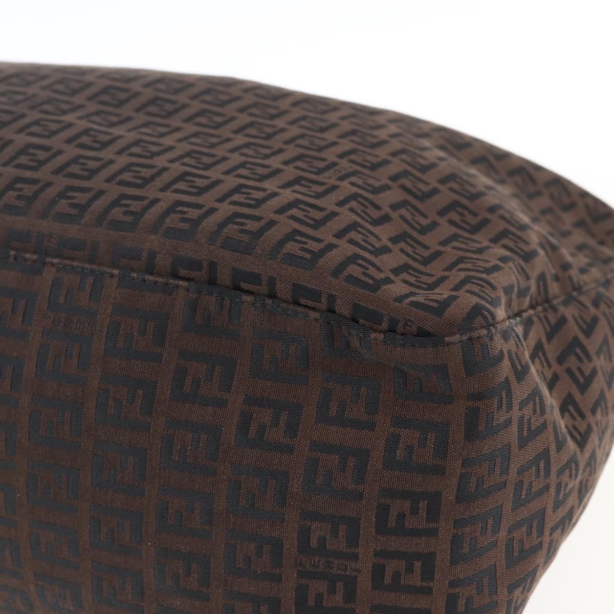 FENDI Zucchino Canvas Hand Bag Dark Brown Auth ep12591