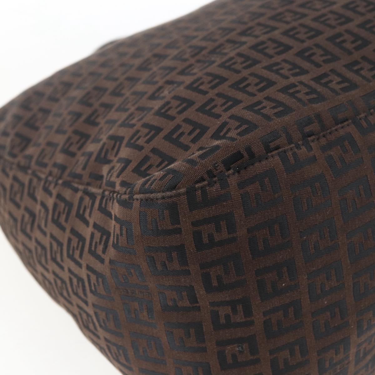 FENDI Zucchino Canvas Hand Bag Dark Brown Auth ep12591
