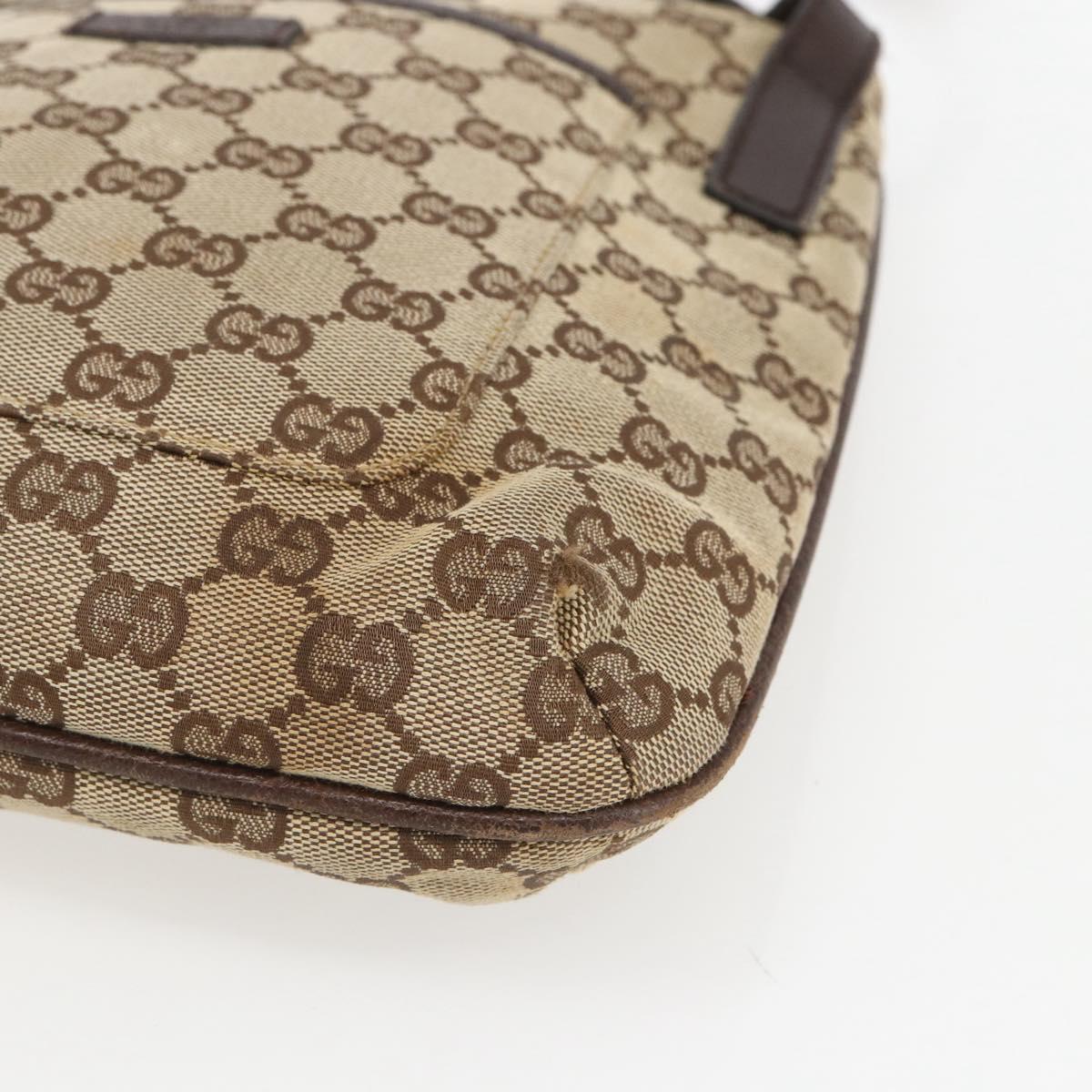 GUCCI GG Canvas Shoulder Bag Beige Silver 122793 Auth ep12602