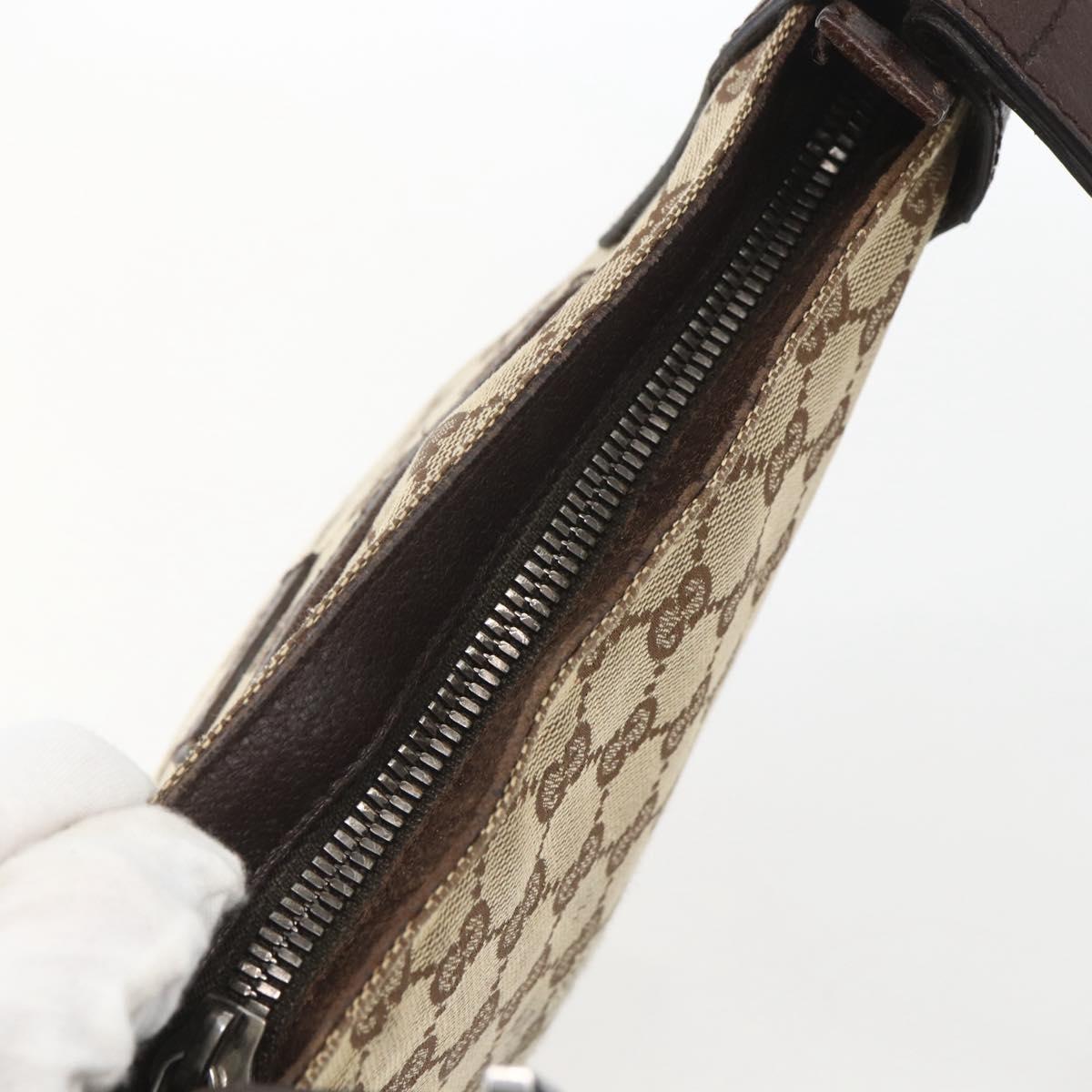 GUCCI GG Canvas Shoulder Bag Beige Silver 122793 Auth ep12602