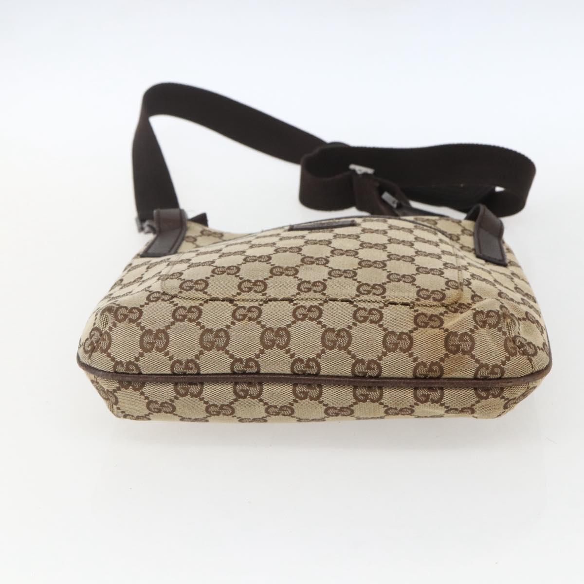 GUCCI GG Canvas Shoulder Bag Beige Silver 122793 Auth ep12602