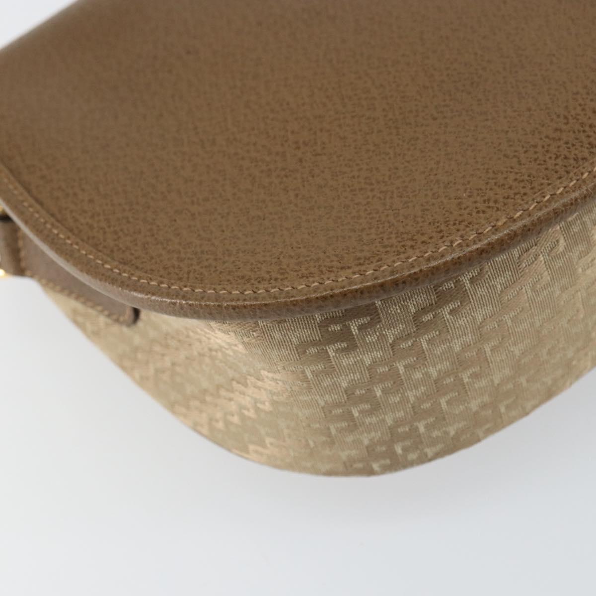 GUCCI Shoulder Bag Nylon Leather Beige Gold 007 754 0074 Auth ep12620