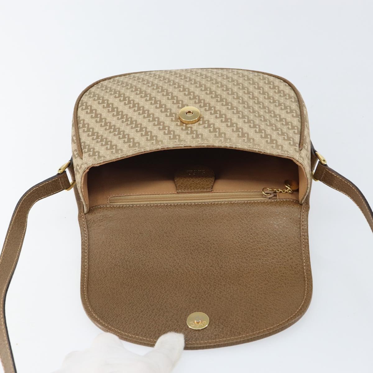 GUCCI Shoulder Bag Nylon Leather Beige Gold 007 754 0074 Auth ep12620