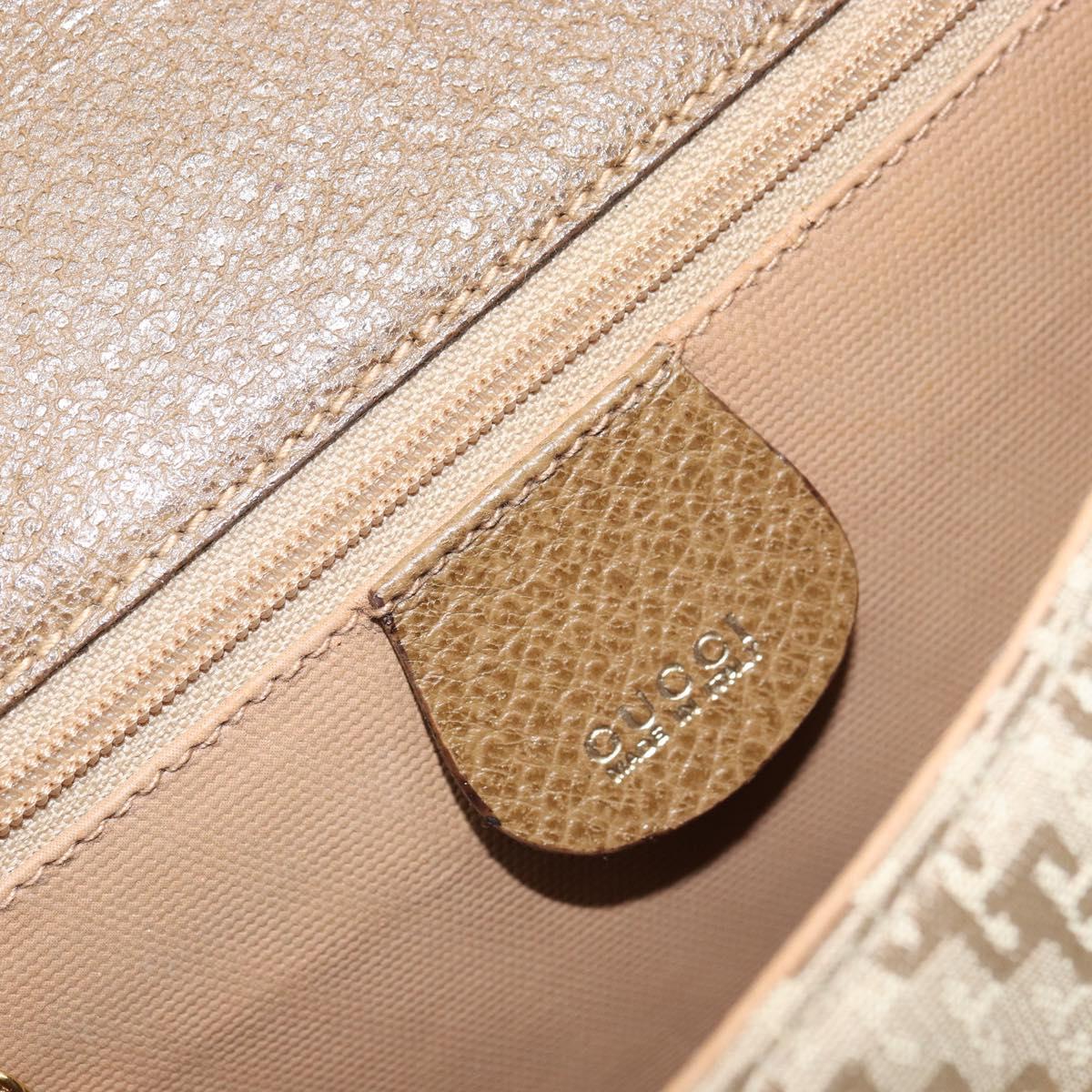 GUCCI Shoulder Bag Nylon Leather Beige Gold 007 754 0074 Auth ep12620