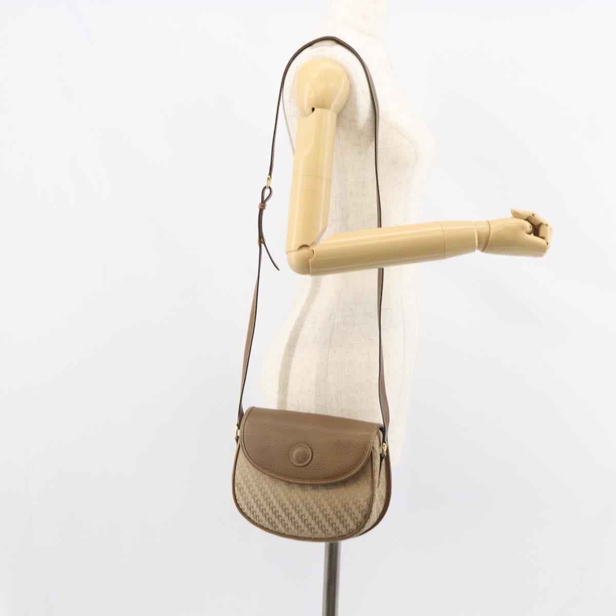 GUCCI Shoulder Bag Nylon Leather Beige Gold 007 754 0074 Auth ep12620
