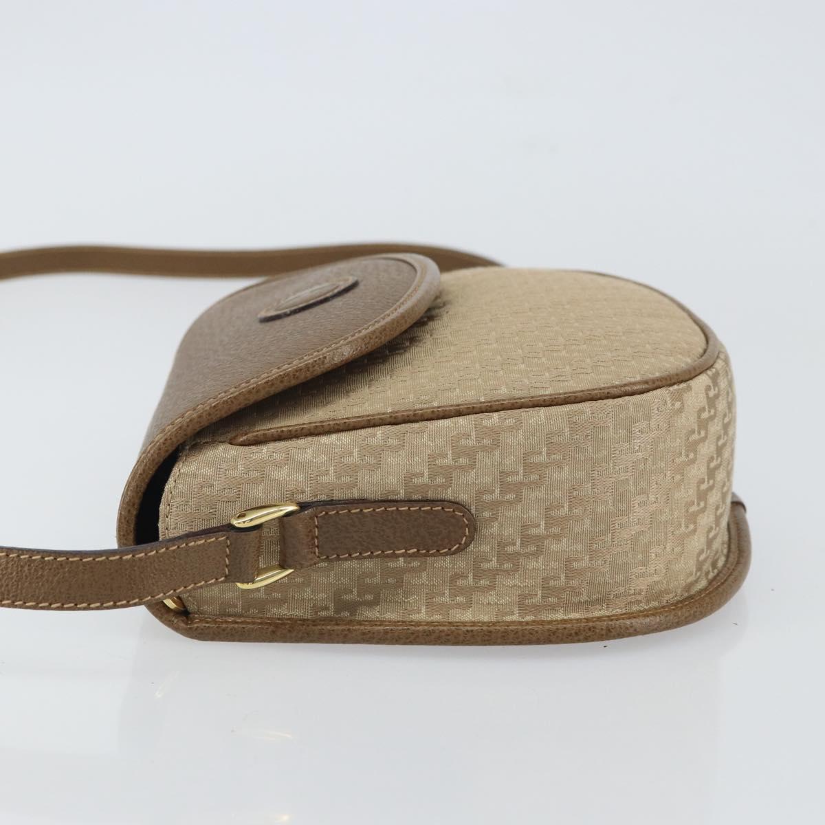 GUCCI Shoulder Bag Nylon Leather Beige Gold 007 754 0074 Auth ep12620