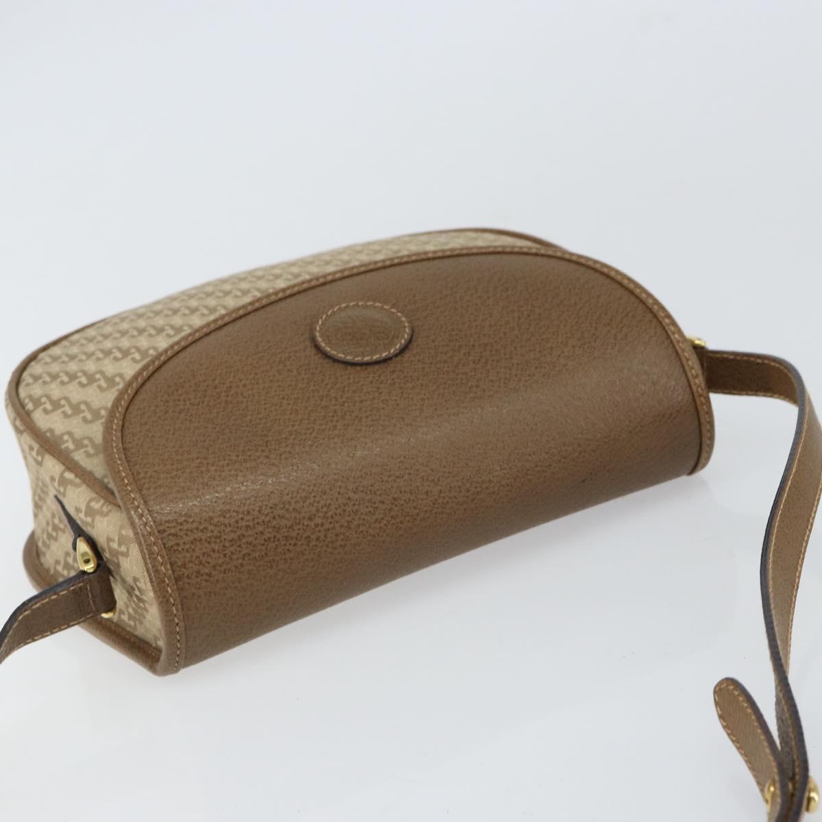 GUCCI Shoulder Bag Nylon Leather Beige Gold 007 754 0074 Auth ep12620