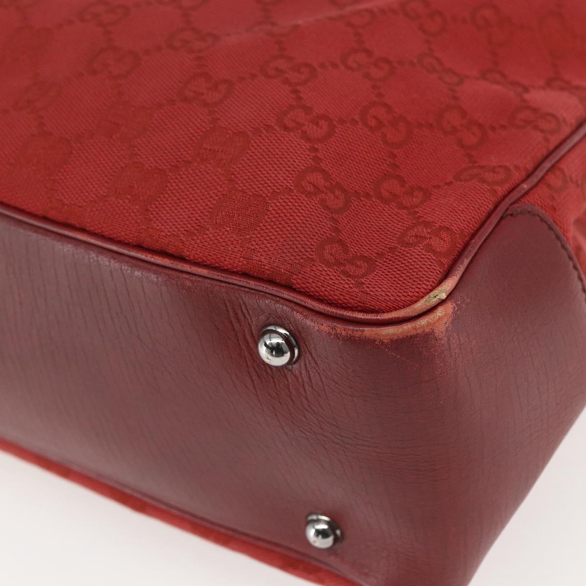 GUCCI GG Canvas Bamboo Hand Bag Red 112526 Auth ep12621