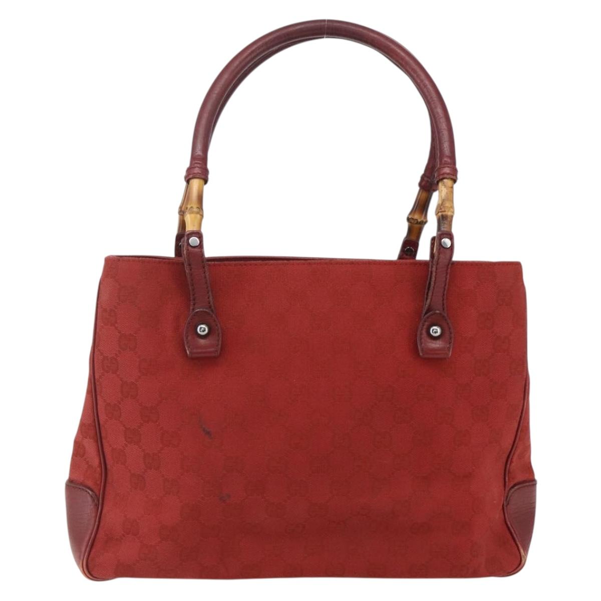 GUCCI GG Canvas Bamboo Hand Bag Red 112526 Auth ep12621