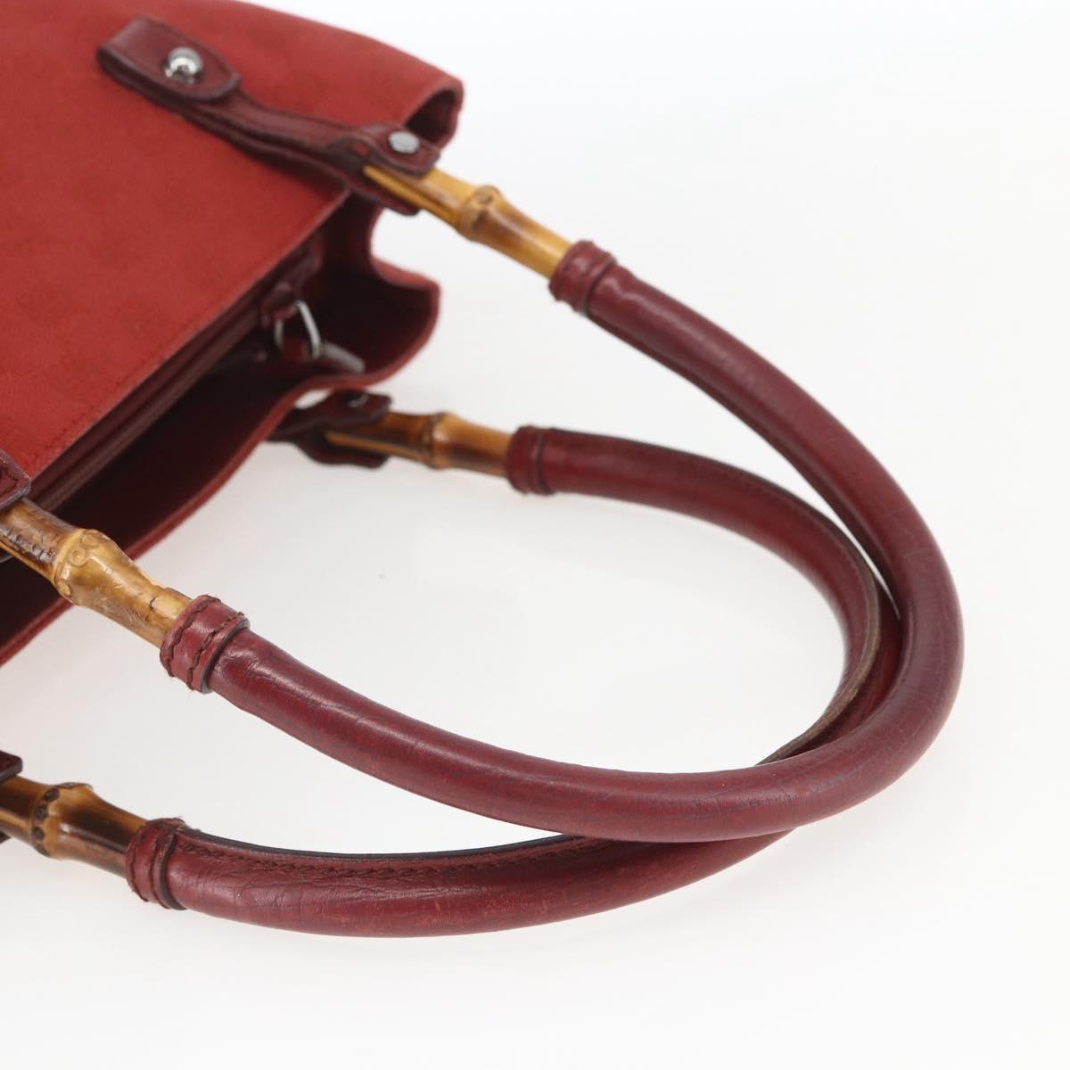 GUCCI GG Canvas Bamboo Hand Bag Red 112526 Auth ep12621