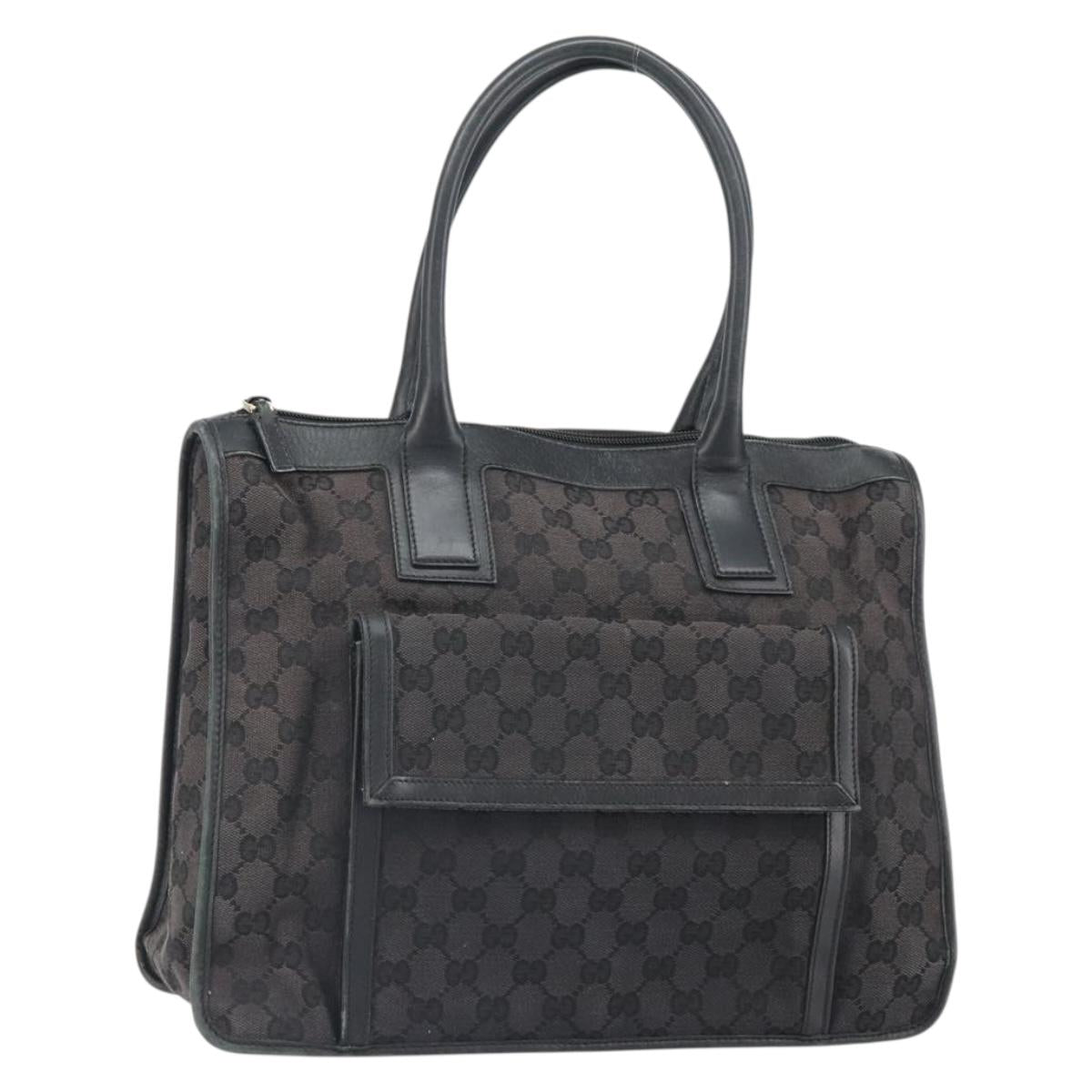 GUCCI GG Canvas Hand Bag Black Silver 000 0854 Auth ep12622