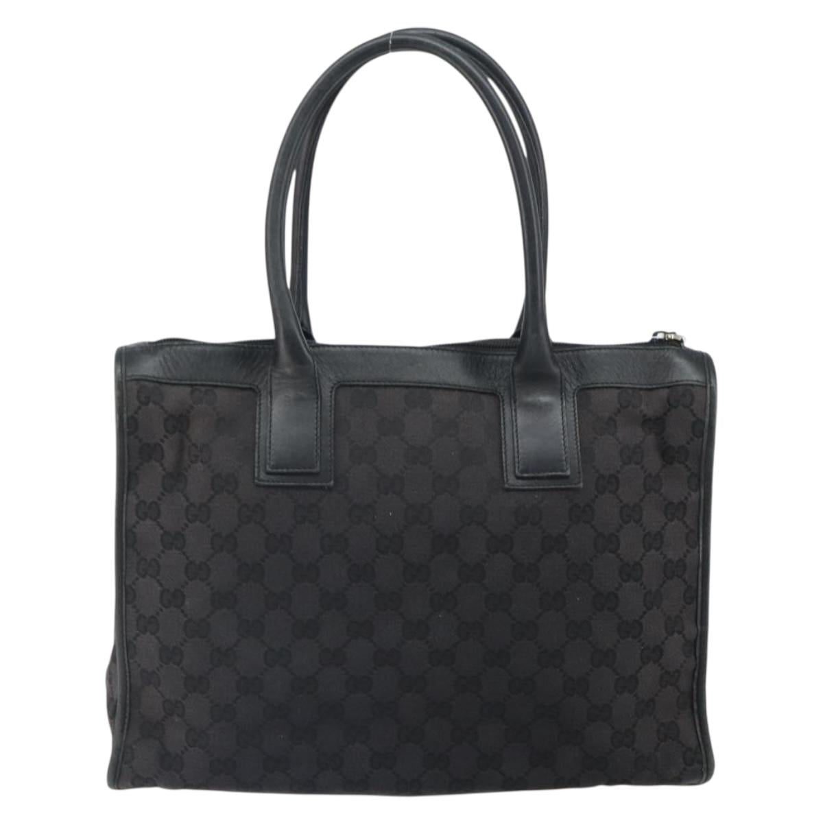 GUCCI GG Canvas Hand Bag Black Silver 000 0854 Auth ep12622