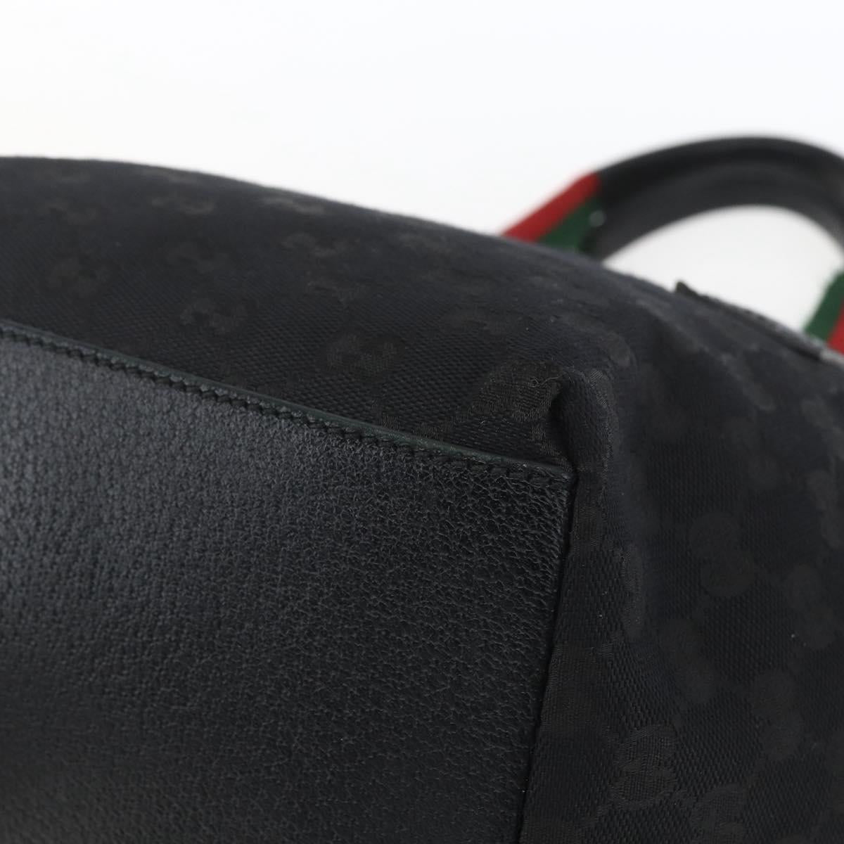 GUCCI GG Canvas Web Sherry Line Hand Bag Black Silver 131228 Auth ep12633