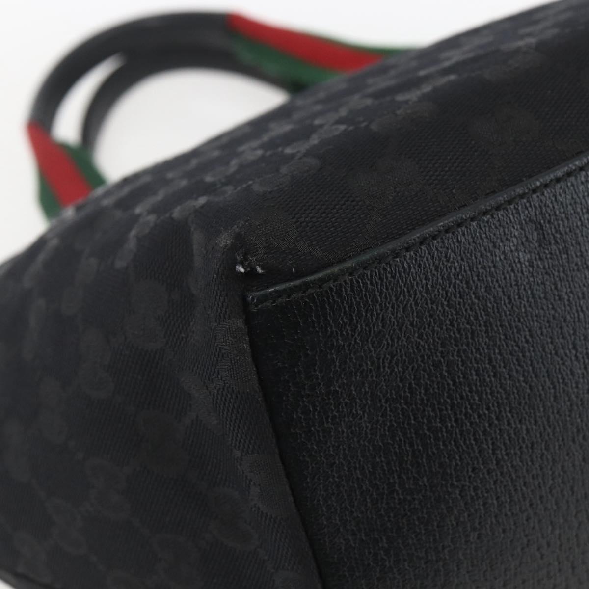 GUCCI GG Canvas Web Sherry Line Hand Bag Black Silver 131228 Auth ep12633